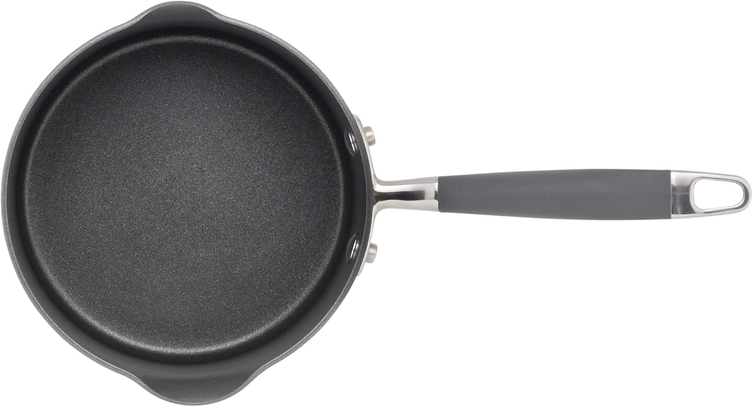 Anolon Advanced Hard Anodized Nonstick Sauce Pan/Saucepan with Straining and Lid, 2 Quart, Brown