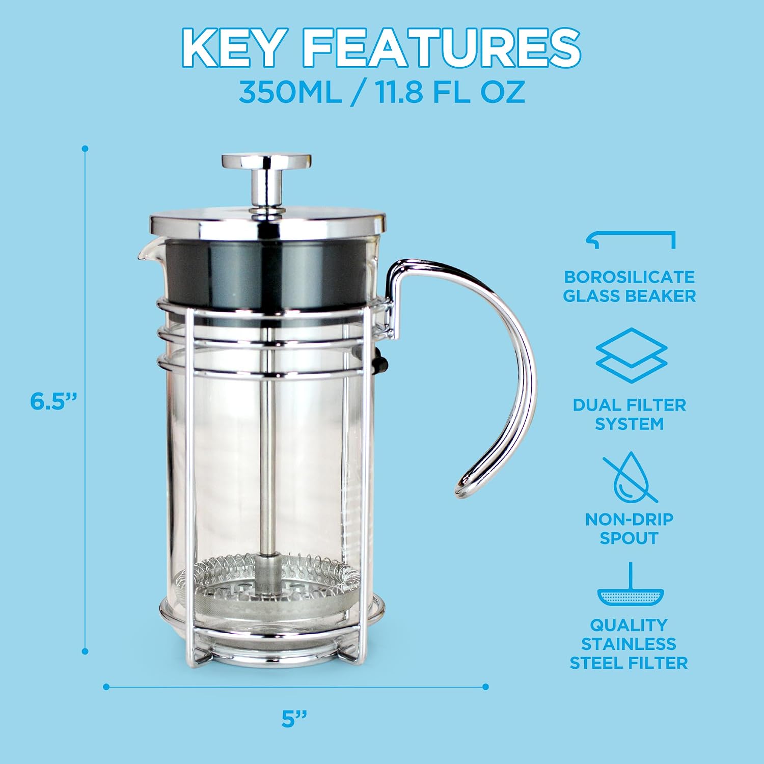 GROSCHE Madrid Glass French Press Coffee and Tea Maker