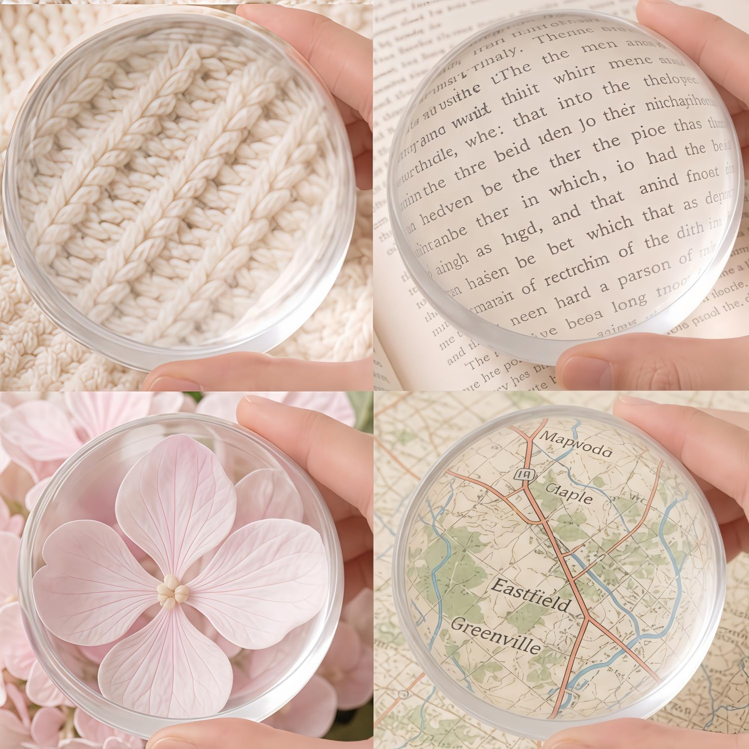 Dandelion 6X Dome/Paperweight Magnifier w/Pouch Table Magnifying | Diameter 2.5 inches,magnifying glass paperweight,reading magnifier for books,Suitable for viewing maps, blueprints
