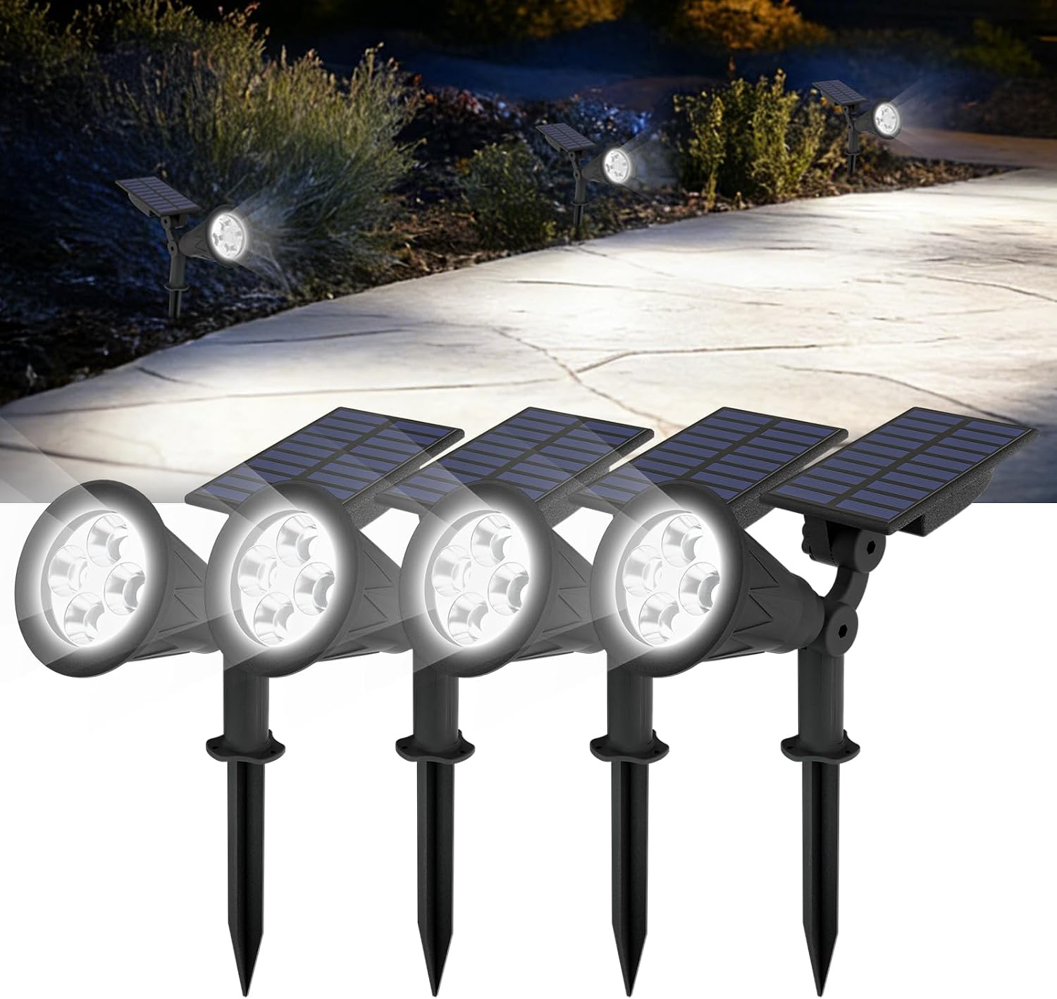 T-SUN Color Changing Solar Spot Lights Outdoor Waterproof, 7 LEDs, 2 Pack | 7 Color Changing Modes, IP65 Waterproof Dusk to Dawn Solar Uplights for Tree, Patio, Yard, Garden, Driveway, Pool Area
