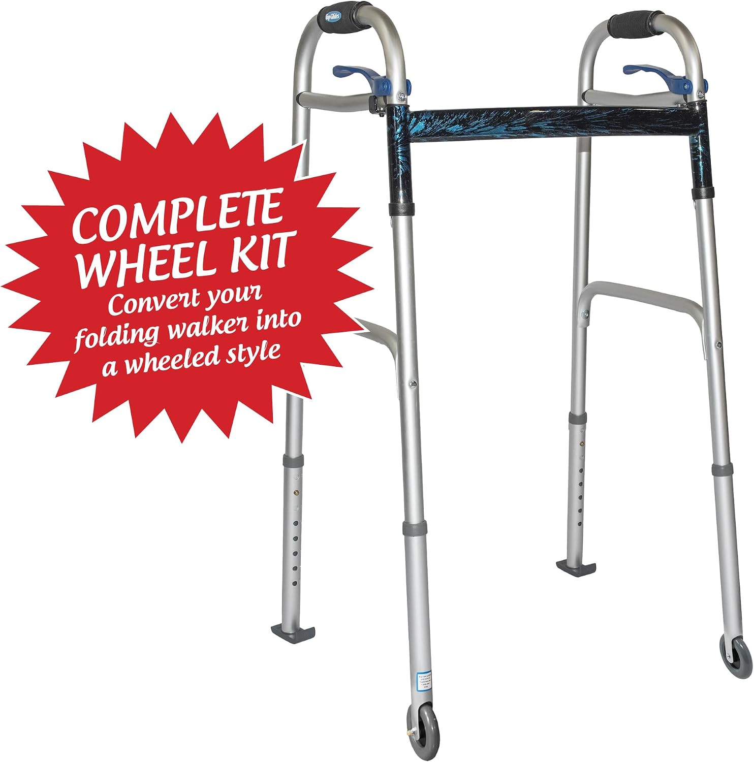 Deluxe KIT: Universal 3" Walker Wheels with Free Flexfit Walker Ski Glides
