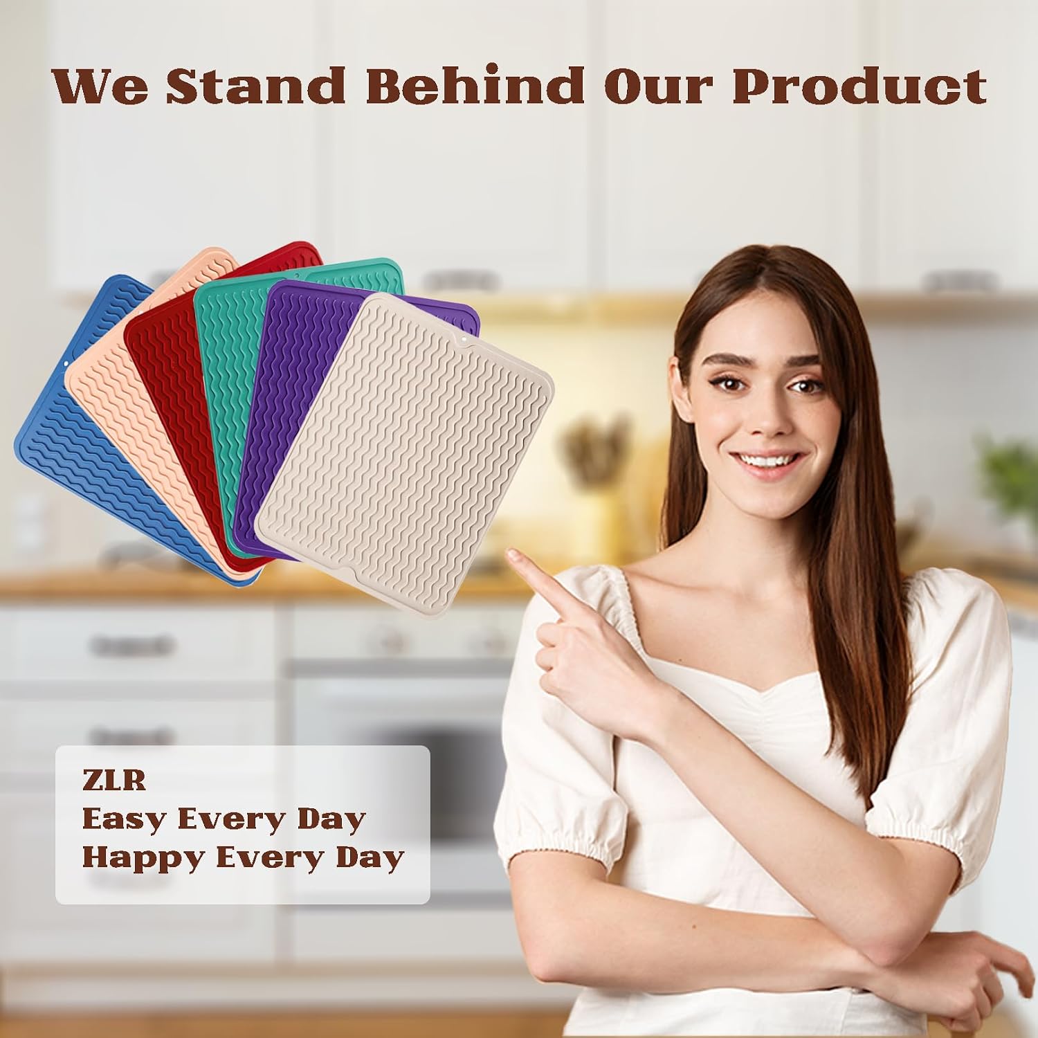 ZLR Silicone Dish Drying Mat for Kitchen Counter, Eco-Friendly Fast Dry Dish Mat, Easy Clean Multi Usage Drying Matt, Heat Resistant Trivet