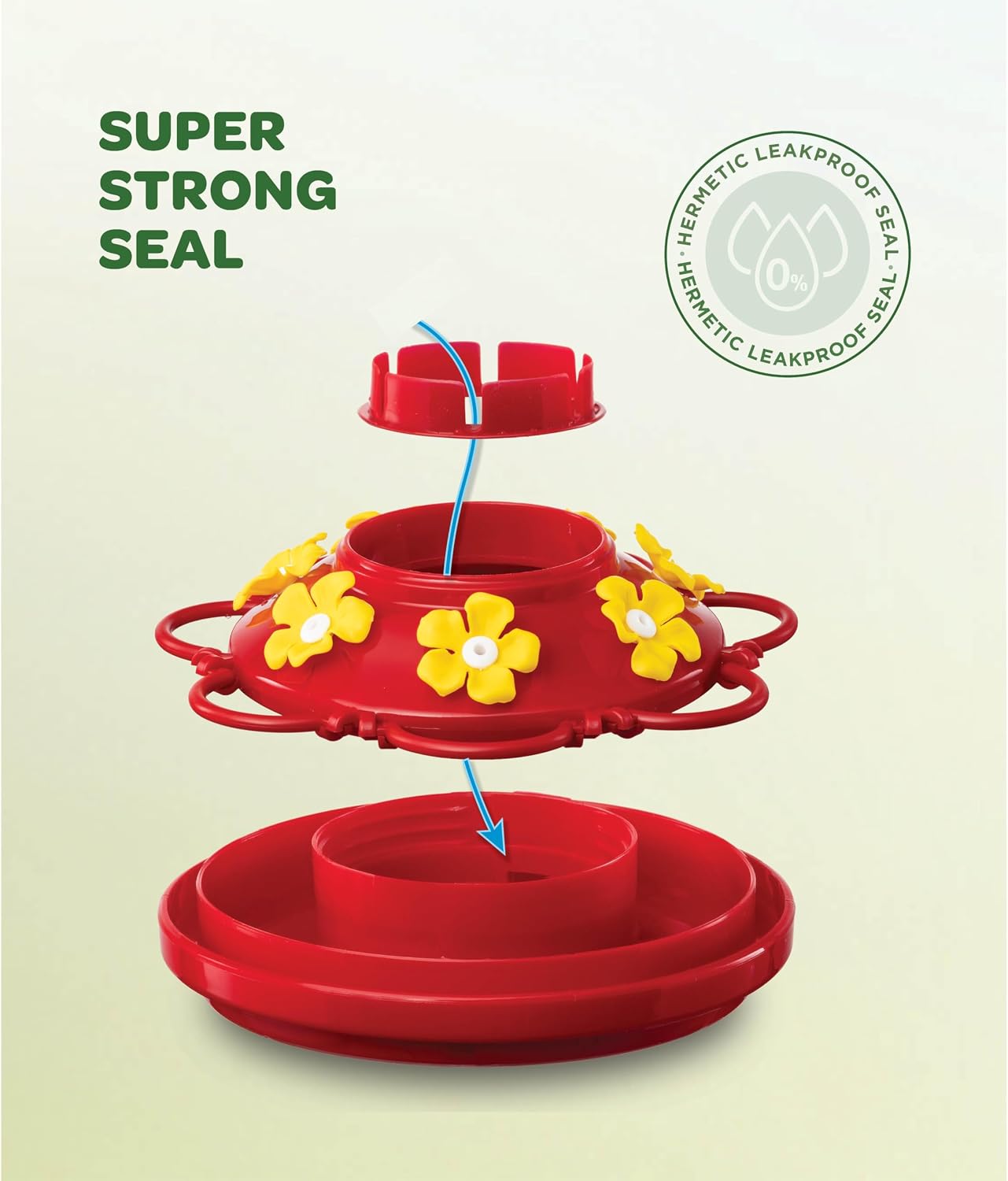 Hummingbird Feeder [Set of 2] Leakproof Clear Plastic 10 oz Wide Mouth.