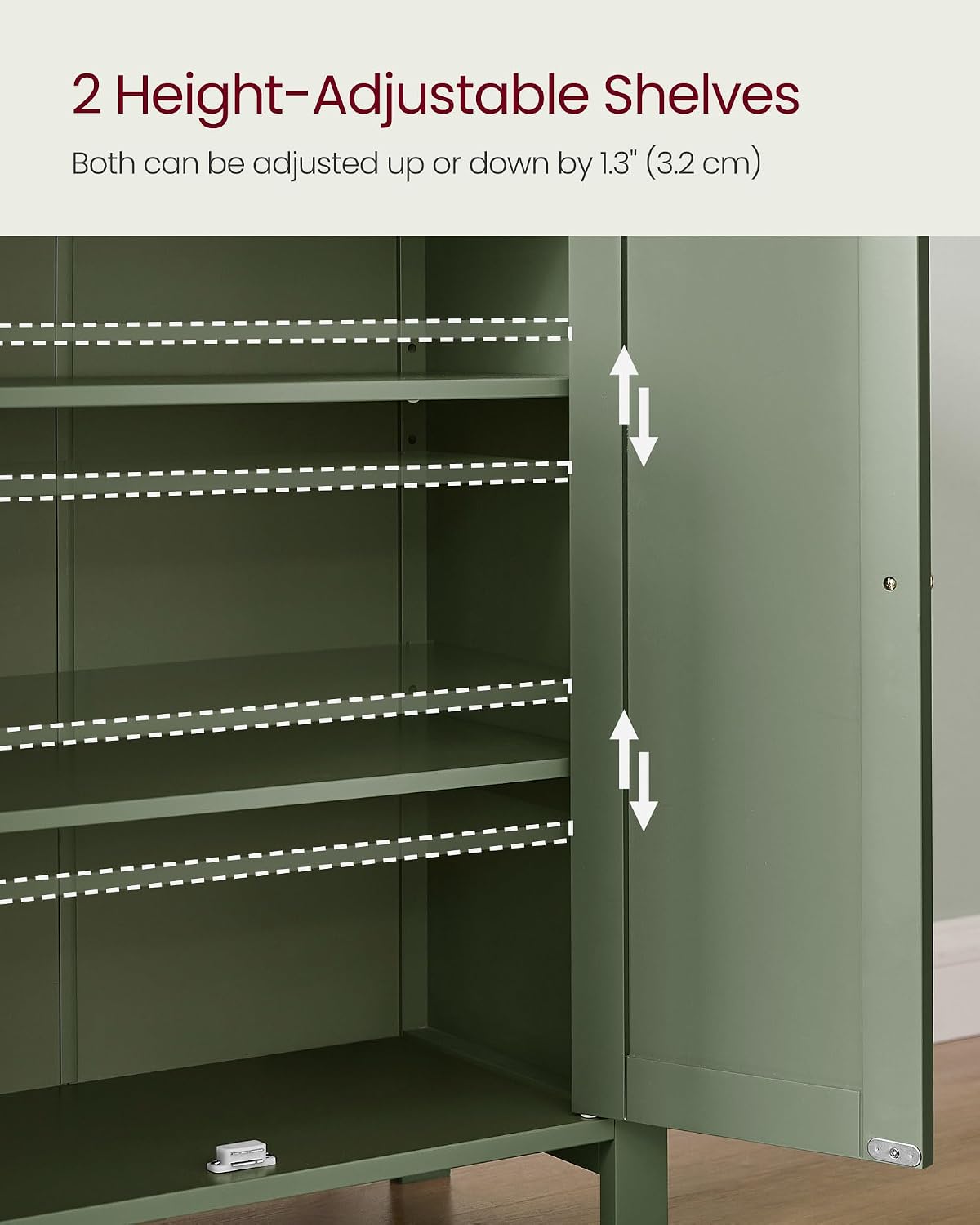 VASAGLE Floor Storage Cabinet, Freestanding Storage Unit with 2 Adjustable Shelves, for Bathroom Living Room Dining Kitchen, 11.8 x 23.6 x 31.5 Inches, Cloud White UBCB60WV1