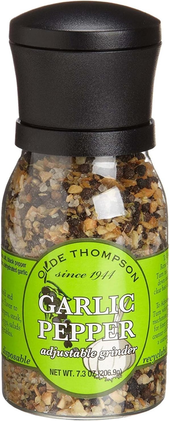 Olde Thompson Adjustable Grinder, Garlic Pepper, 7.3 oz