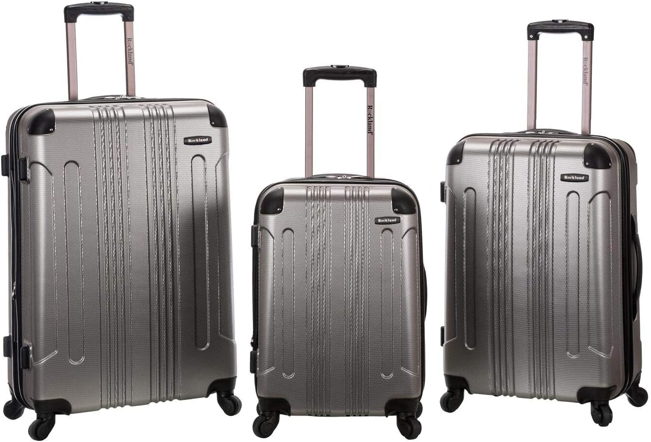 Rockland London Hardside Spinner Wheel Luggage, White, 3-Piece Set (20/24/28)