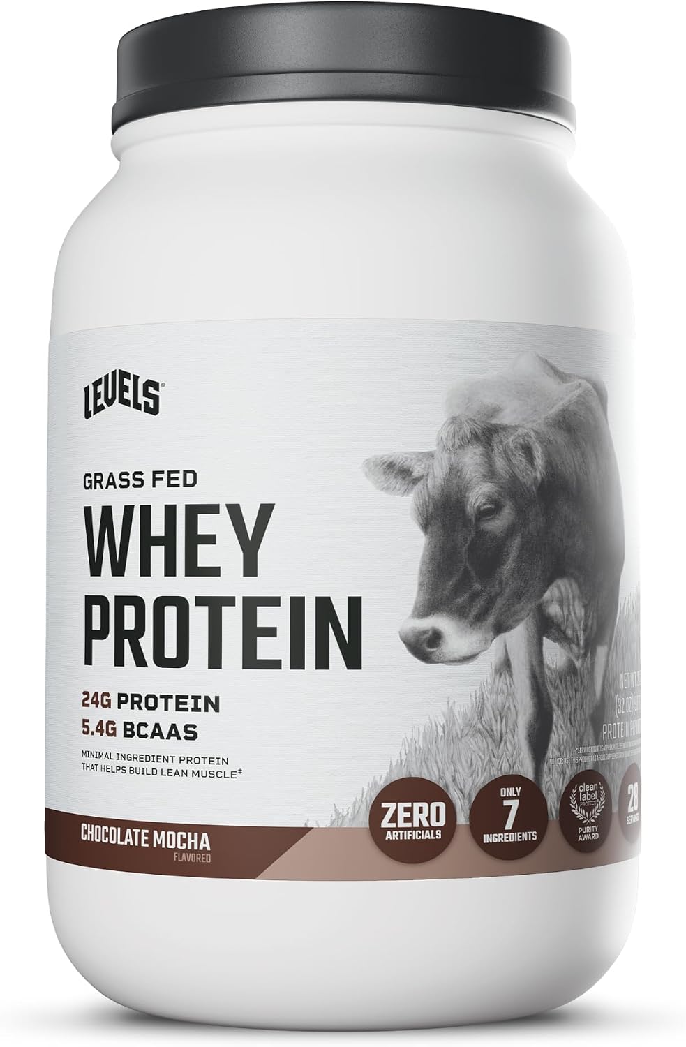 Levels Whey Protein Powder, No Artificial Ingredients, Pure Chocolate, 5LB | 24G of Protein, 5.4G BCAAs, Clean Ingredients, Hormone Free Dairy, No Fillers, No Added Sugar, No Junk