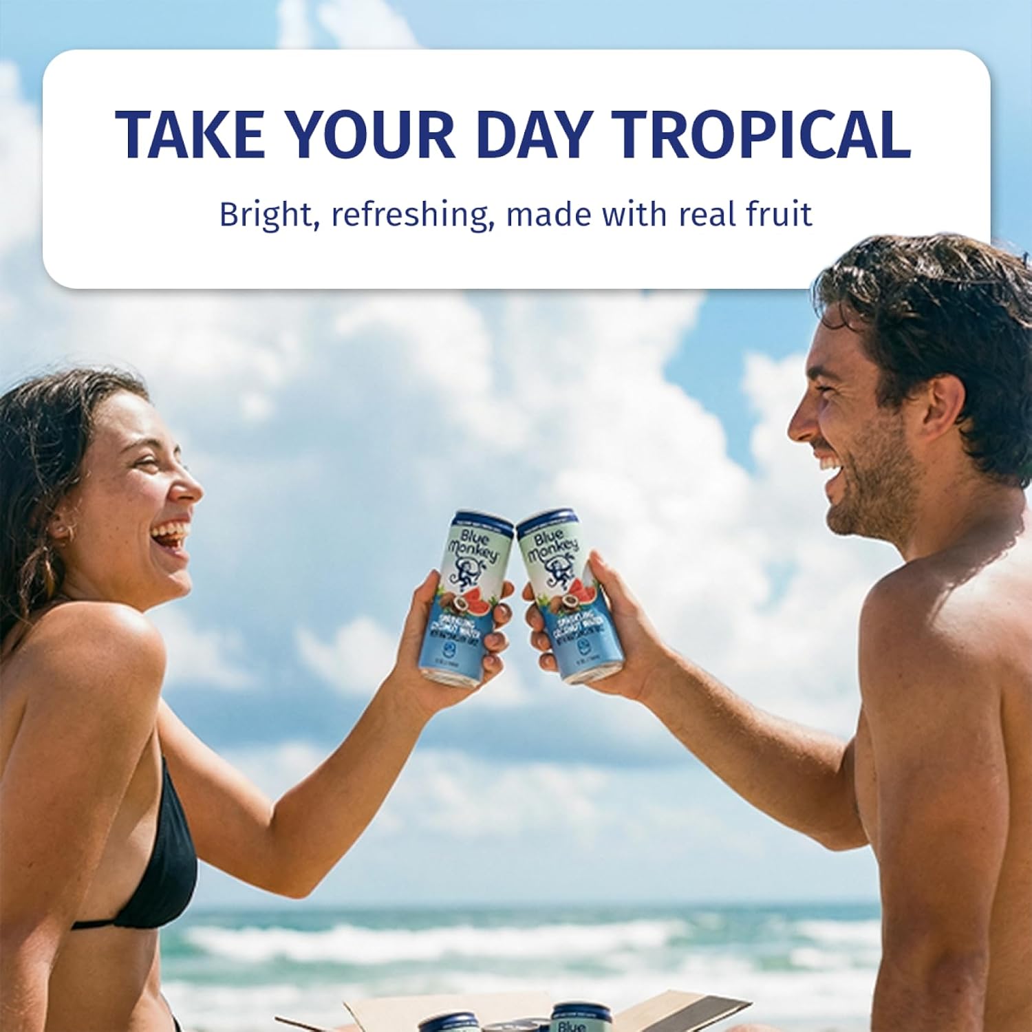 Blue Monkey Organic Coconut Water - 100% Pure Coconut Water from Vietnam - No Sugar Added - USDA Organic, Non-GMO, Kosher, Halal