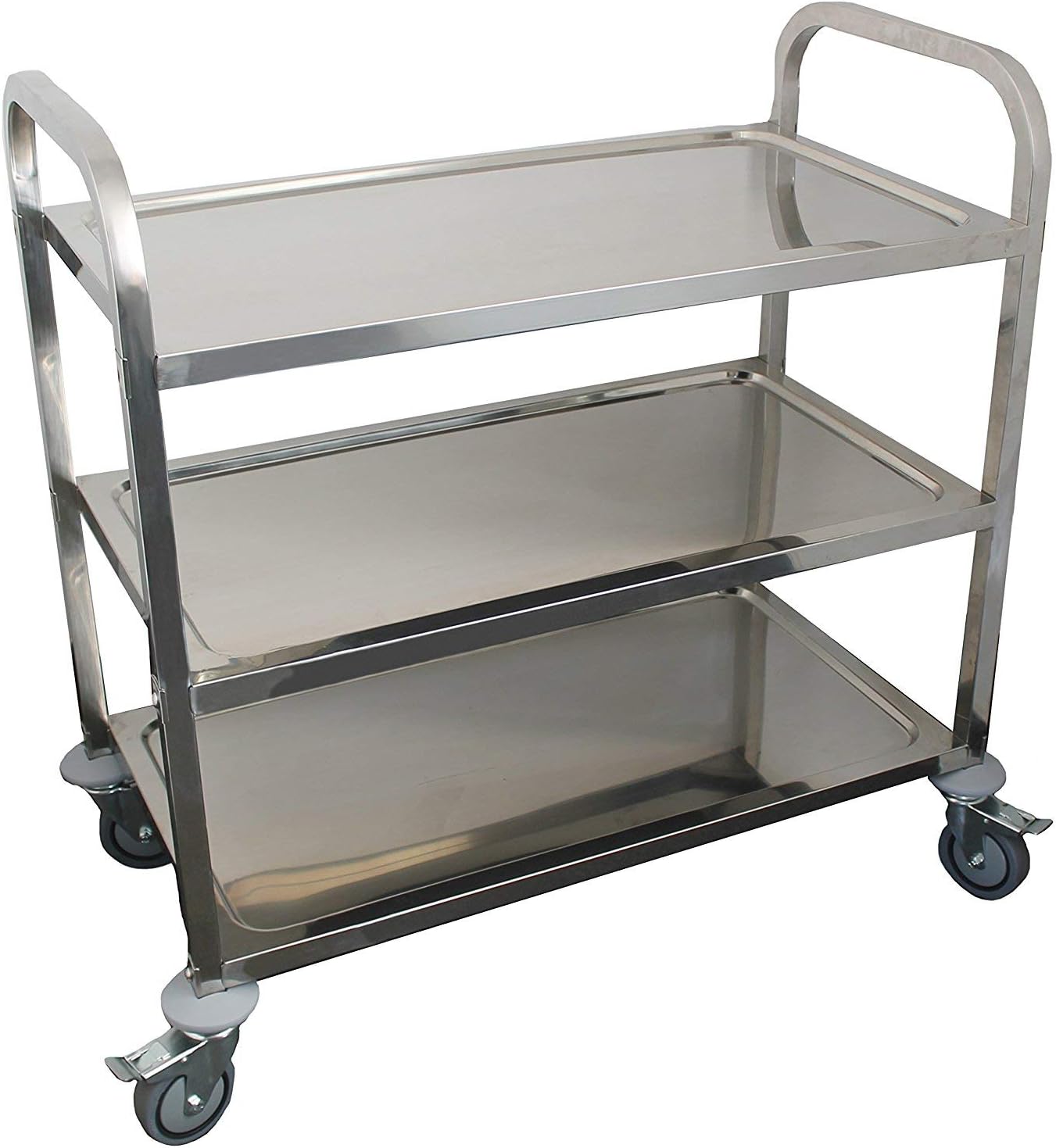 Stainless Steel 3-Shelf Utility Cart | 33" x 18" x 36" | 400 lb Capacity | Knockdown Food Service Cart with Casters for Kitchen, Restaurant