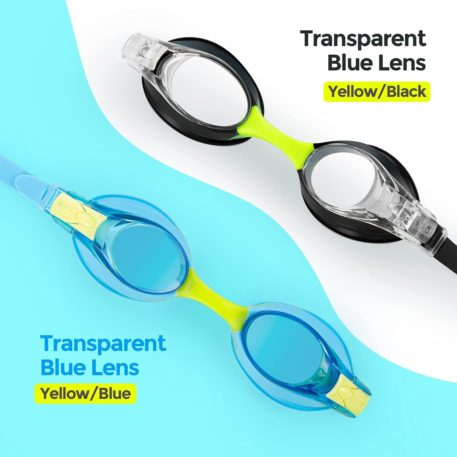 Portzon Unisex-Child Swim Goggles, Anti Fog No Leaking Clear Vision Water Pool Swimming Goggles