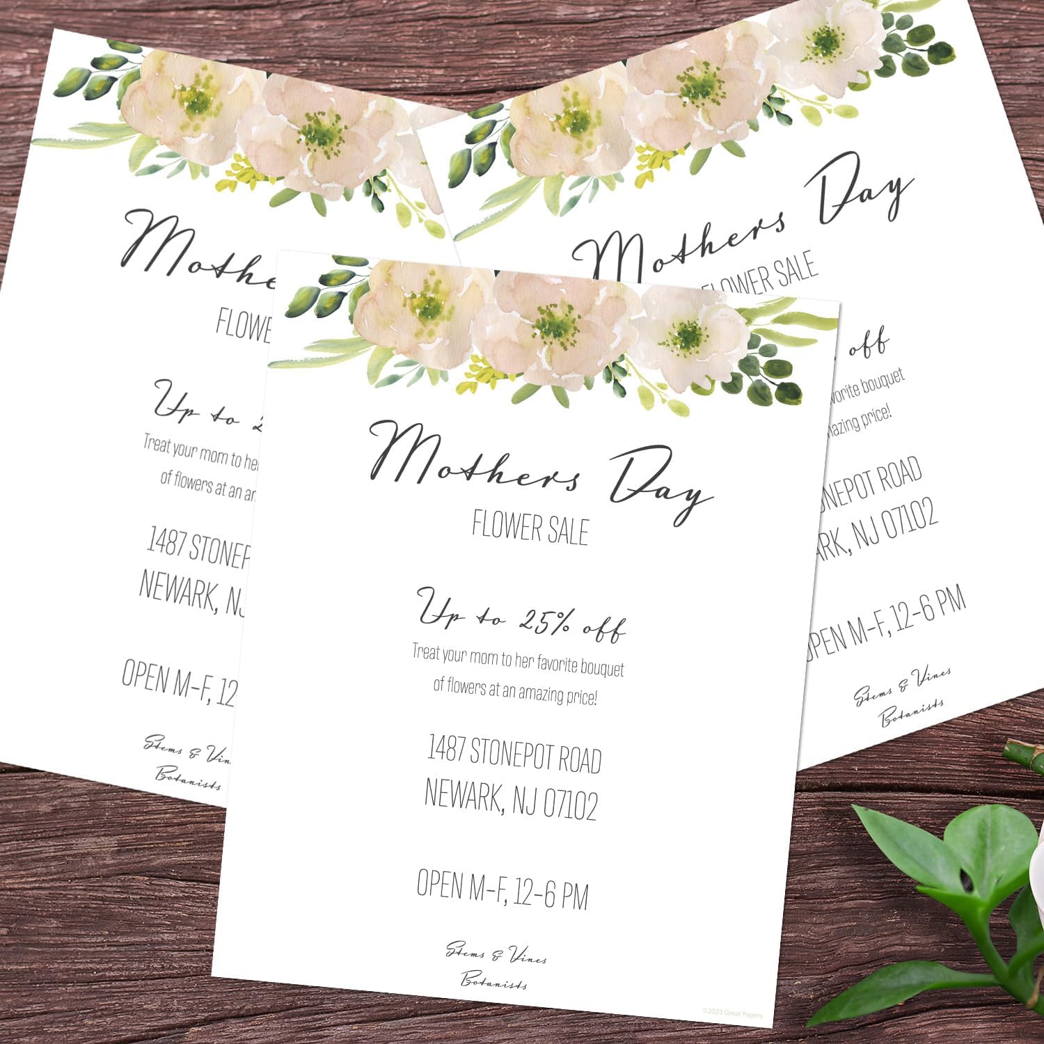 Great Papers! Lush Greenery Letterhead / 80 Floral Sheets 8.5" x 11" Beautiful Watercolor Botanical All Occasion Letter Paper