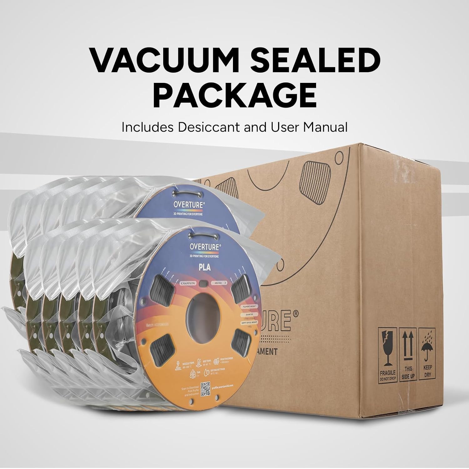 OVERTURE High Speed PLA Filament 1.75mm 3D Printer Filament,1kg White