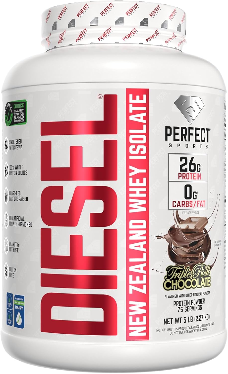 PERFECT SPORTS Diesel Whey Protein Isolate, Milk Chocolate, 2 lb