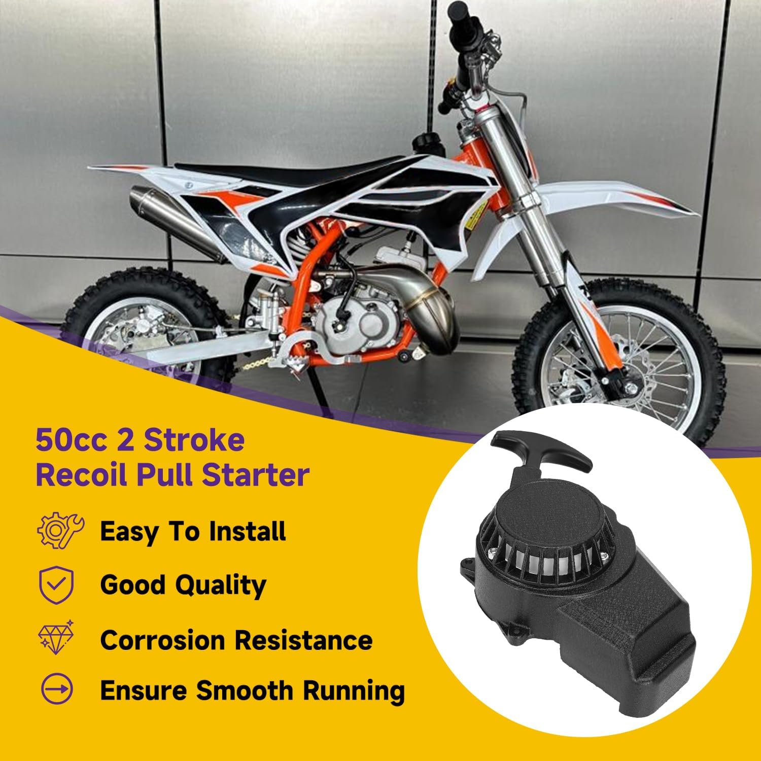 HIAORS Alloy Recoil Pull Starter Compatible with SYX Moto 50cc Dirt Bike 47cc 49cc 2 Stroke SSR SX50 Apollo Coolster QG-50 Xpro Holeshot Hawk DRX