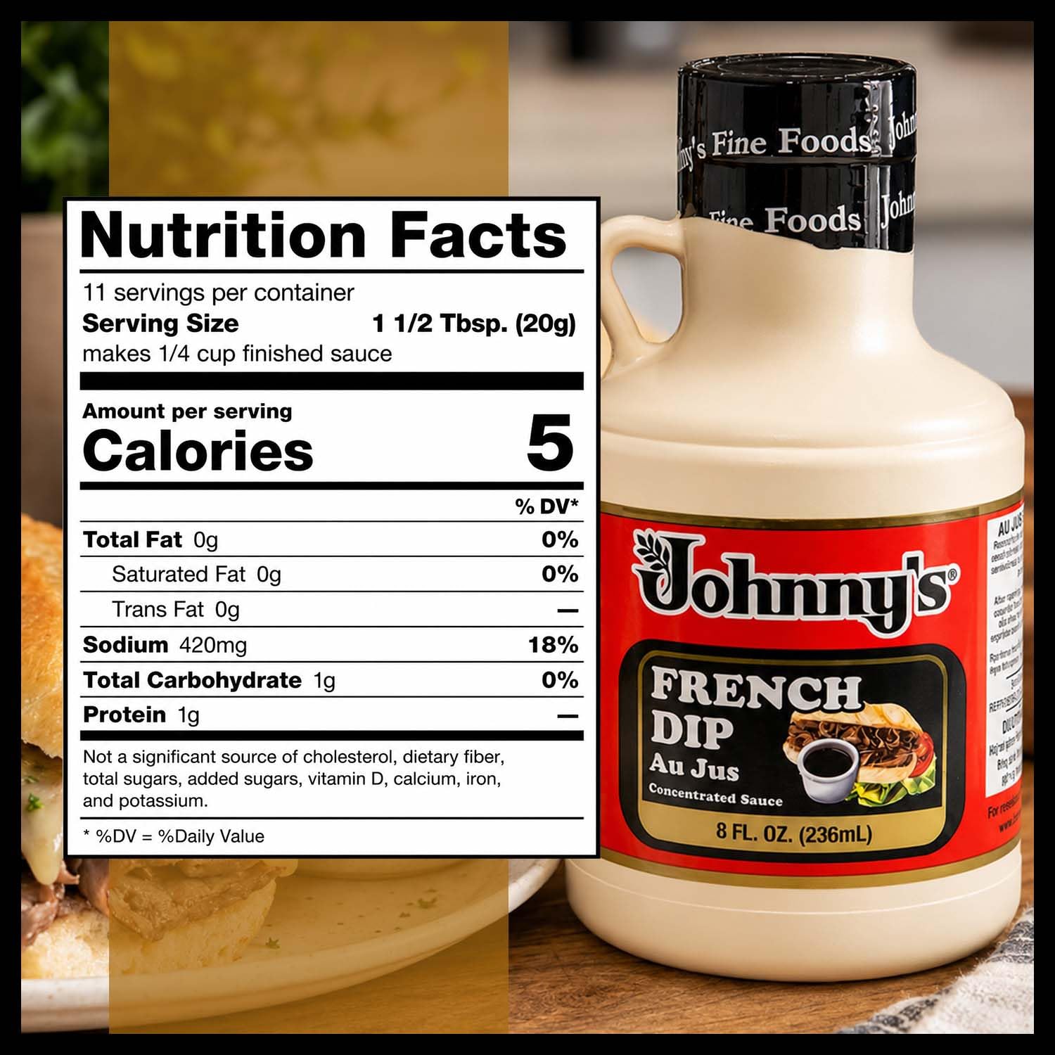 Johnny's - French Dip Au Jus Concentrated Sauce - 8 fl oz | Concentrated Au Jus Sauce, Great For French Dip Sandwiches, Roast Beef, Gravy