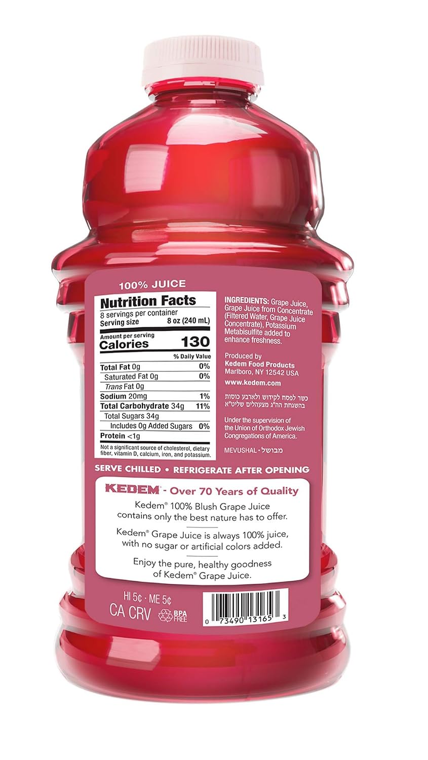 Kedem Blush Grape Juice, Passover, 64-ounces (Pack of2)