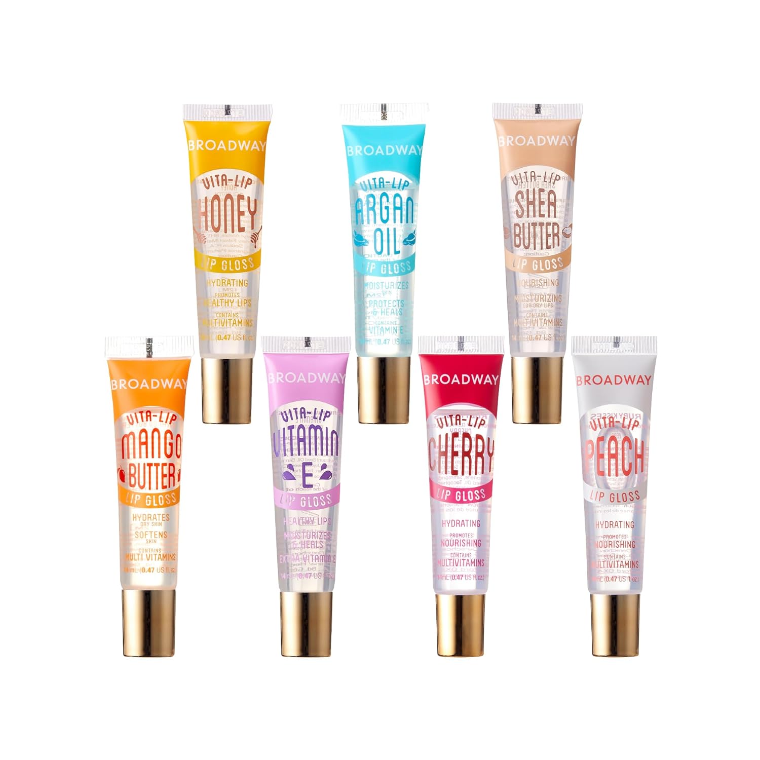 Ruby Kisses Broadway Vita-Lip Clear Lip Gloss (8 Pack), Ultra-Hydrating & Soothing Formula with Vitamins