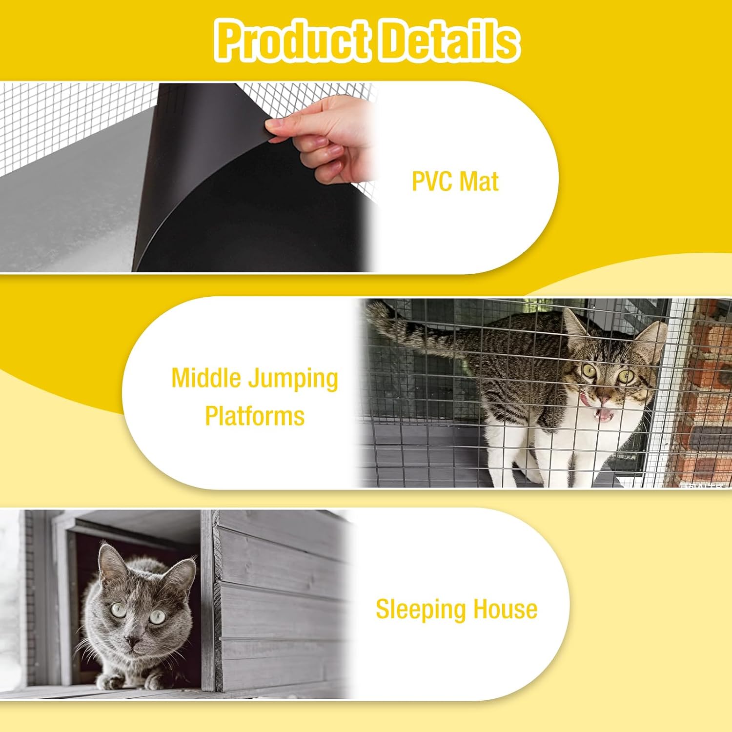 Aivituvin Cat House Outdoor Cat Catio Wooden Large Enclosure with Run on Wheels 70.9" Upgraded Version Catio with Reinforcement Strip