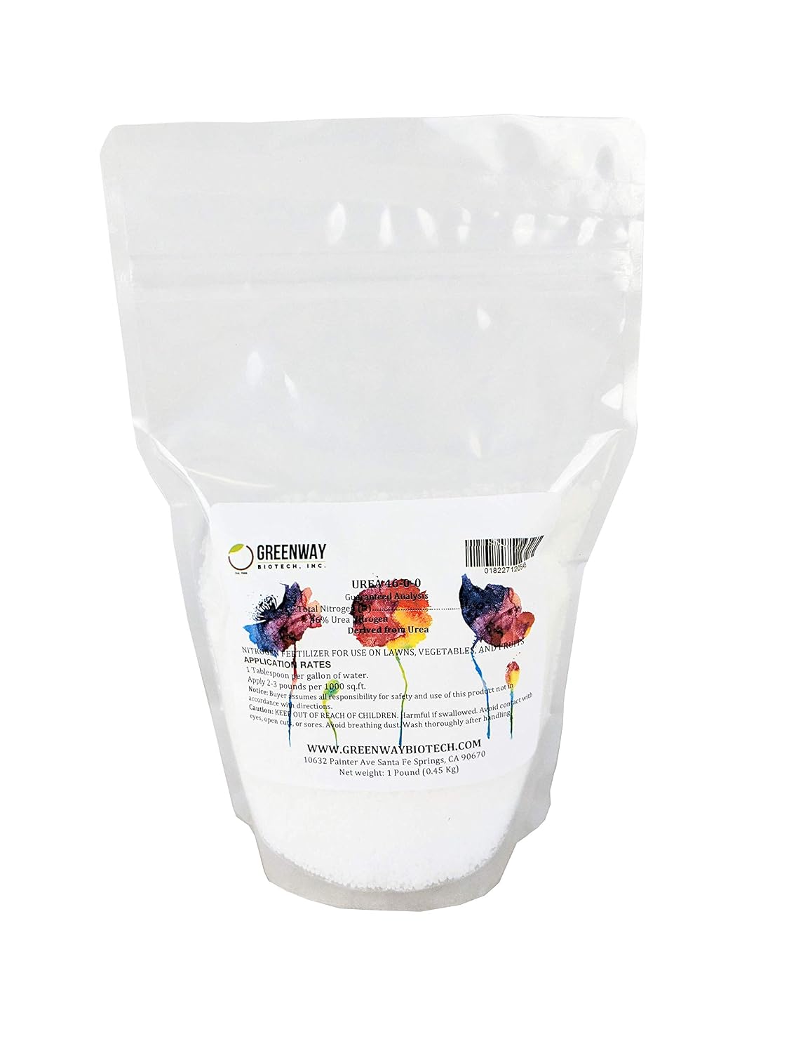 Greenway Biotech Urea Fertilizer Plant Food - High Efficiency 46% Nitrogen 46-0-0 for Indoor, Outdoor Plants - Prilled Aqua Regia Gold Refining 99.9% Water Soluble Garden Lawn Fertilizer- 1 Pound