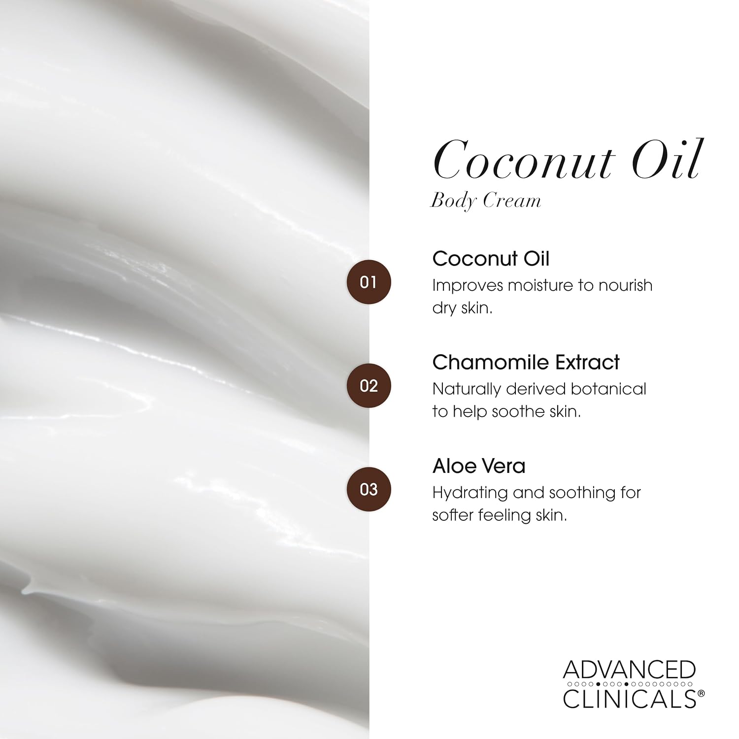 Advanced Clinicals Coconut Oil Body Cream For Women & Men | Hydrating Coconut Lotion For Extremely Dry Skin | Visible Anti Aging Body Butter Skin Care Balm Moisturizer For Hand, Heel, Feet, 16 Ounce