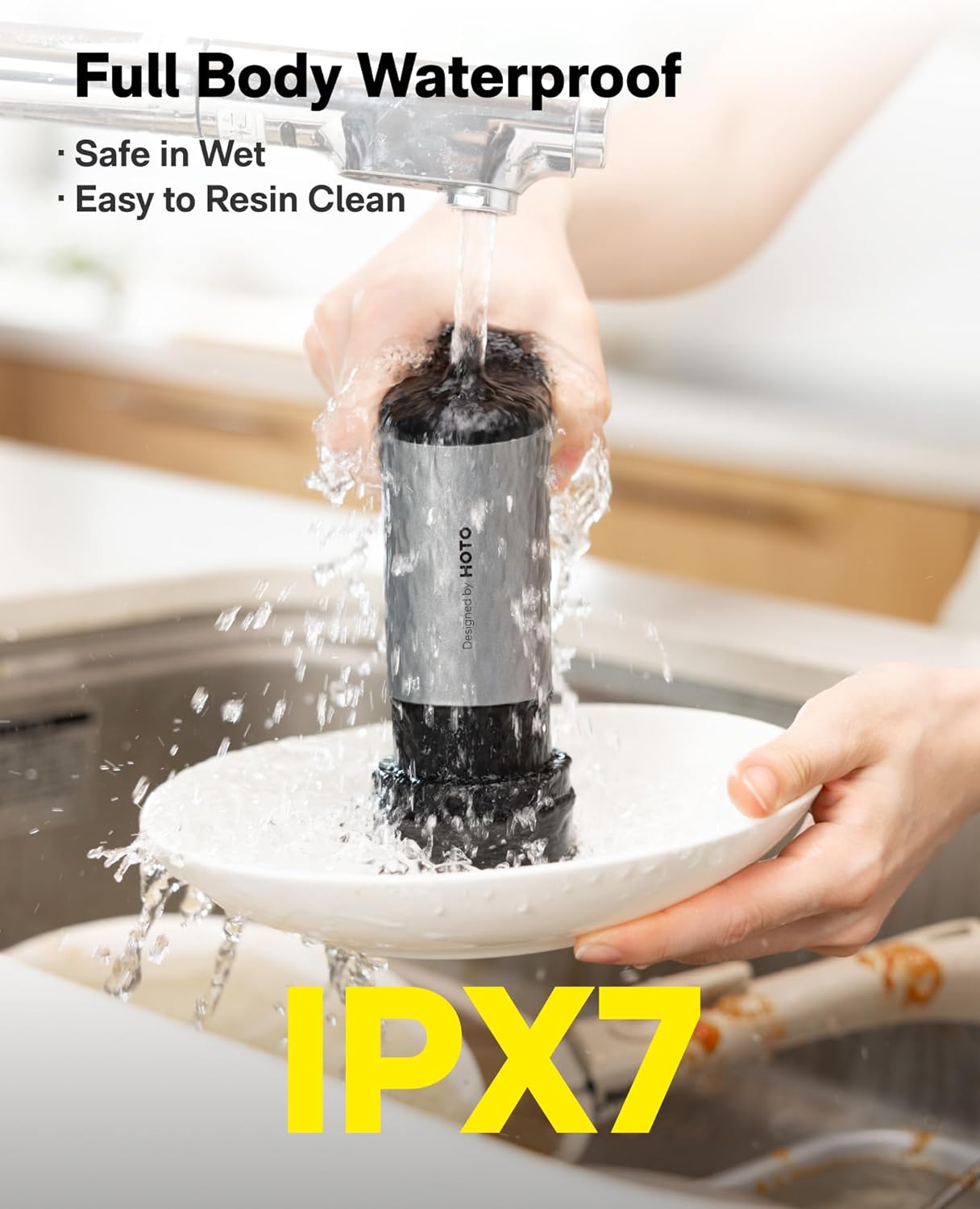 HOTO Grip™ Cordless Electric Spin Scrubber, IPX7 Waterproof, 6 Brush Heads | Lightweight at 0.65 lb, Powerful Cleaning Scrubber, for Bathroom