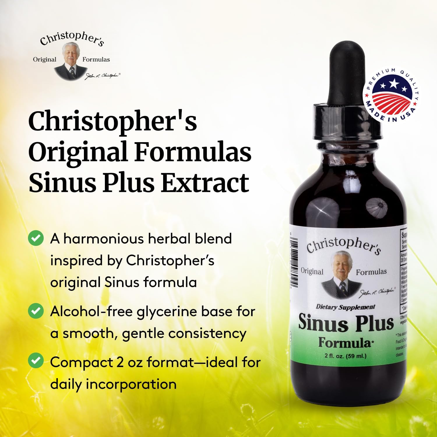 Christopher's Original Formulas Sinus Plus, 2 oz Liquid - Natural Herbal Formula for Sinus Support