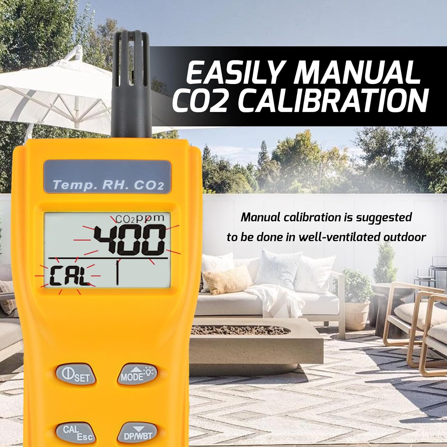 Portable CO2 Meter Handheld CO2 Detector Monitor 0~9999ppm, Carbon Dioxide Meter with Alarm Function