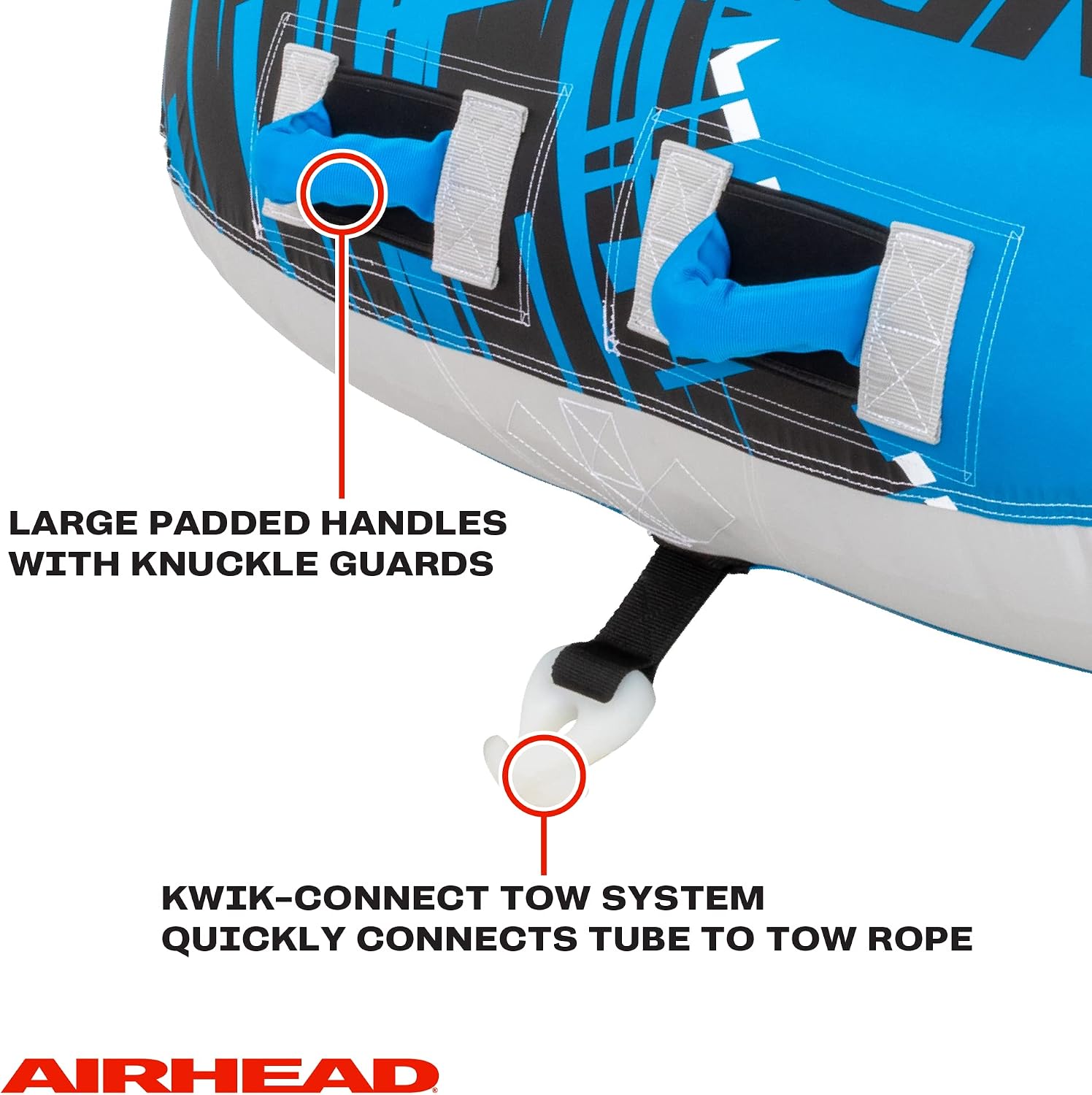 Airhead G-Force Towable Tube for Boating, 1-4 Rider Inflatable Boat Tube for Water Tubing, Heavy Duty Full Nylon Cover, Stabilizer Fins with Neoprene Knuckle Guards, Speed Safety Valve