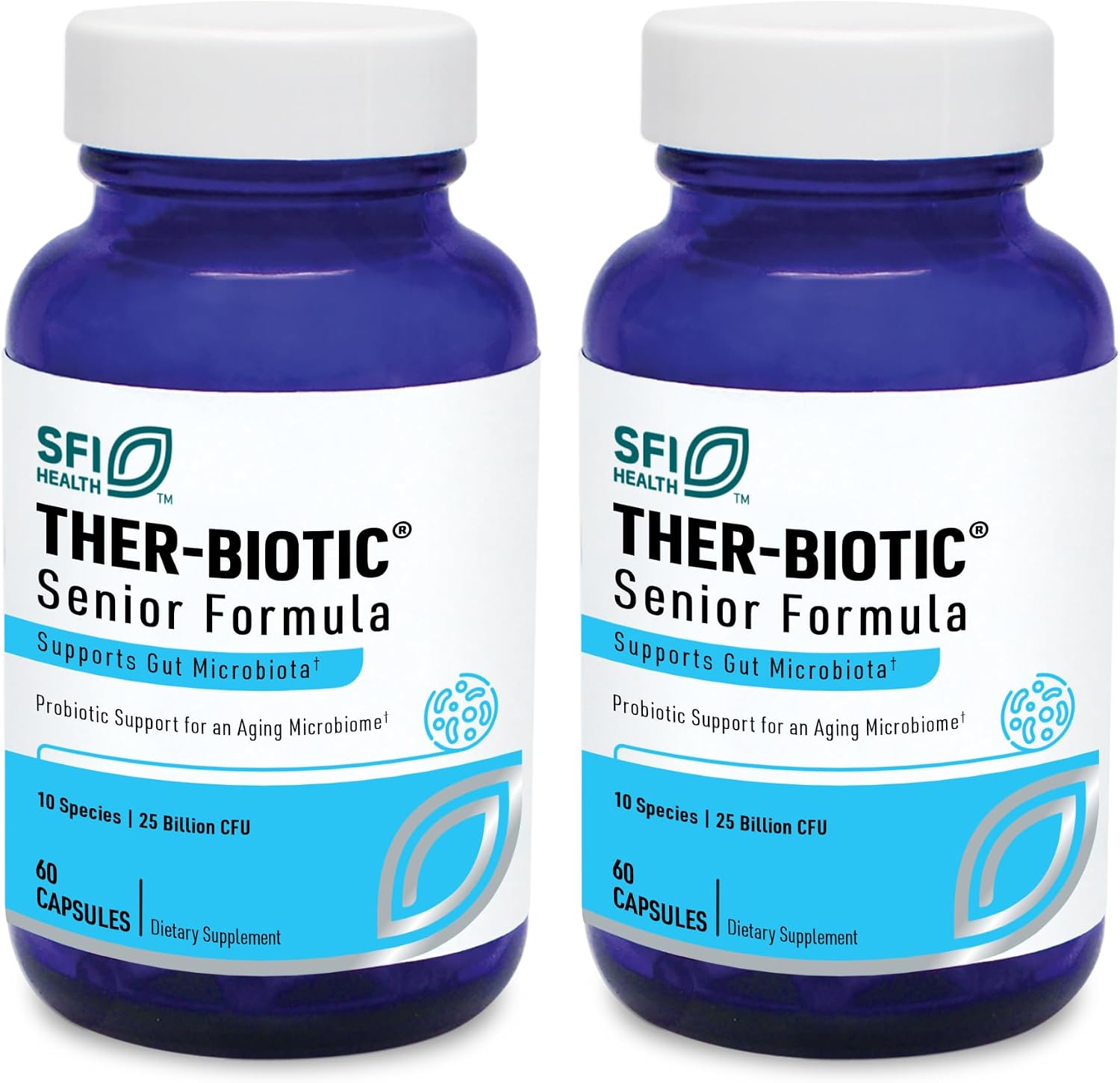 Klaire Labs SFI Health Ther-Biotic Probiotics for Seniors, 60 Capsules | Digestive & Immune Support for Senior Men & Women Over 60, Bifidobacterium & Lactobacillus, Adult Probiotic, Dairy-Free