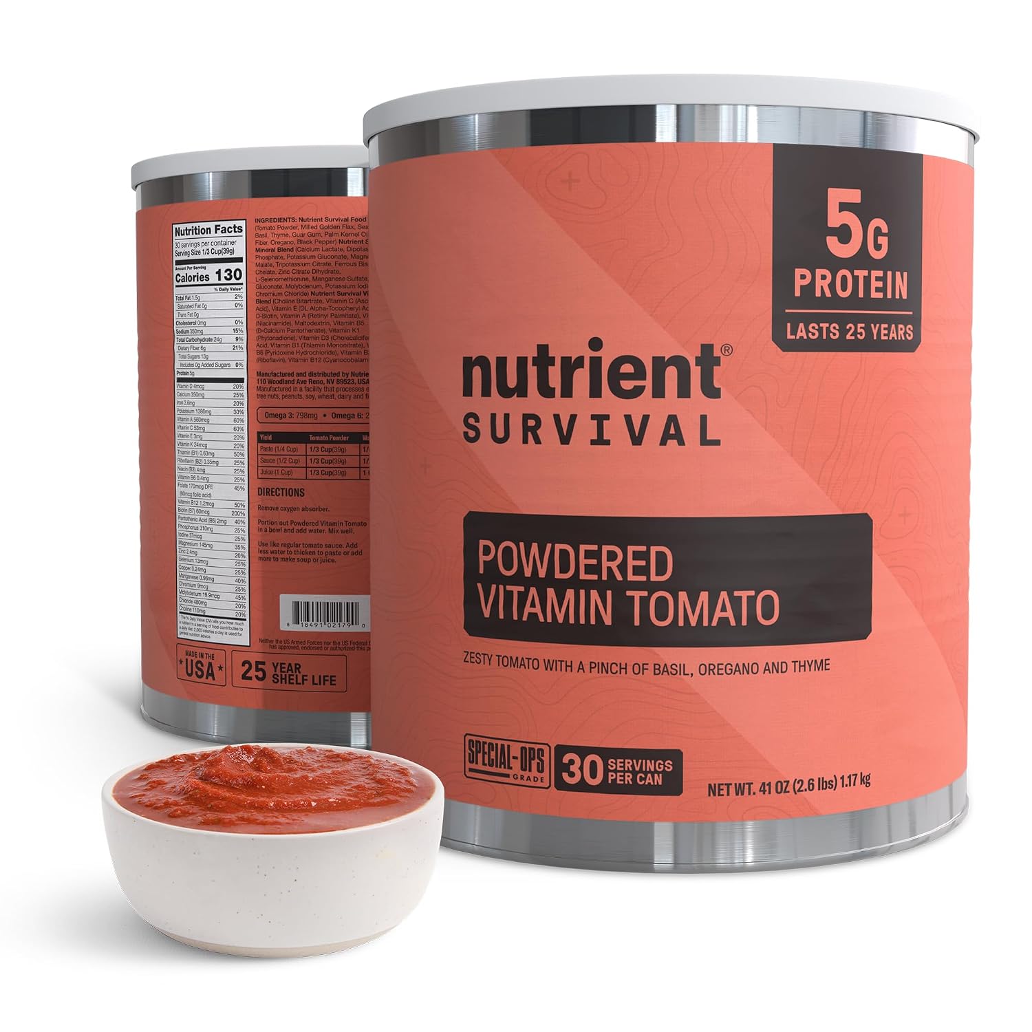 Nutrient Survival Vitamin Powdered Milk, Freeze Dried Prepper Supplies & Emergency Food Supply, 21 Essential Nutrients, Soy & Gluten Free