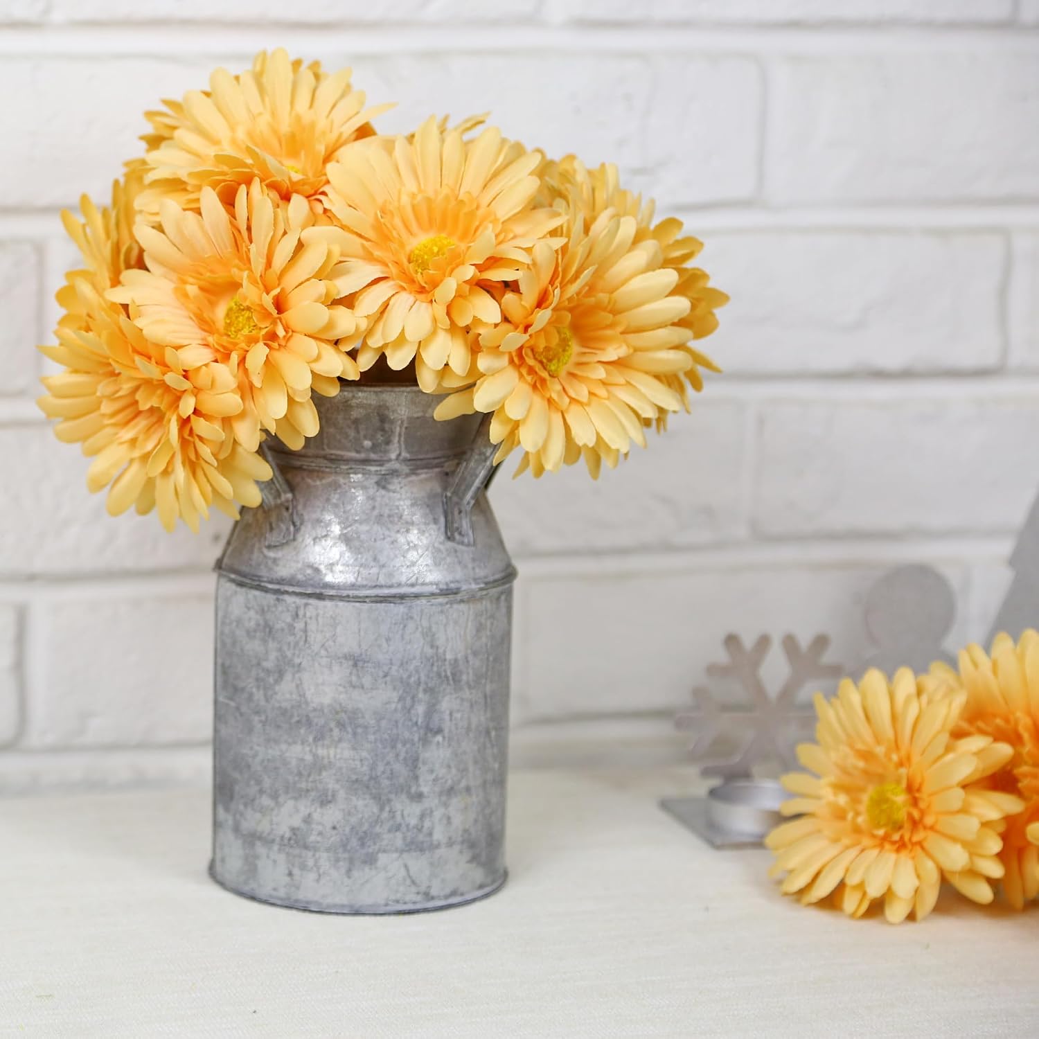 TOPIA Artificial African Daisies Flowers African Daisy Silk Flowers Artificial Gerbera Daisies Pack of 10 (Yellow)