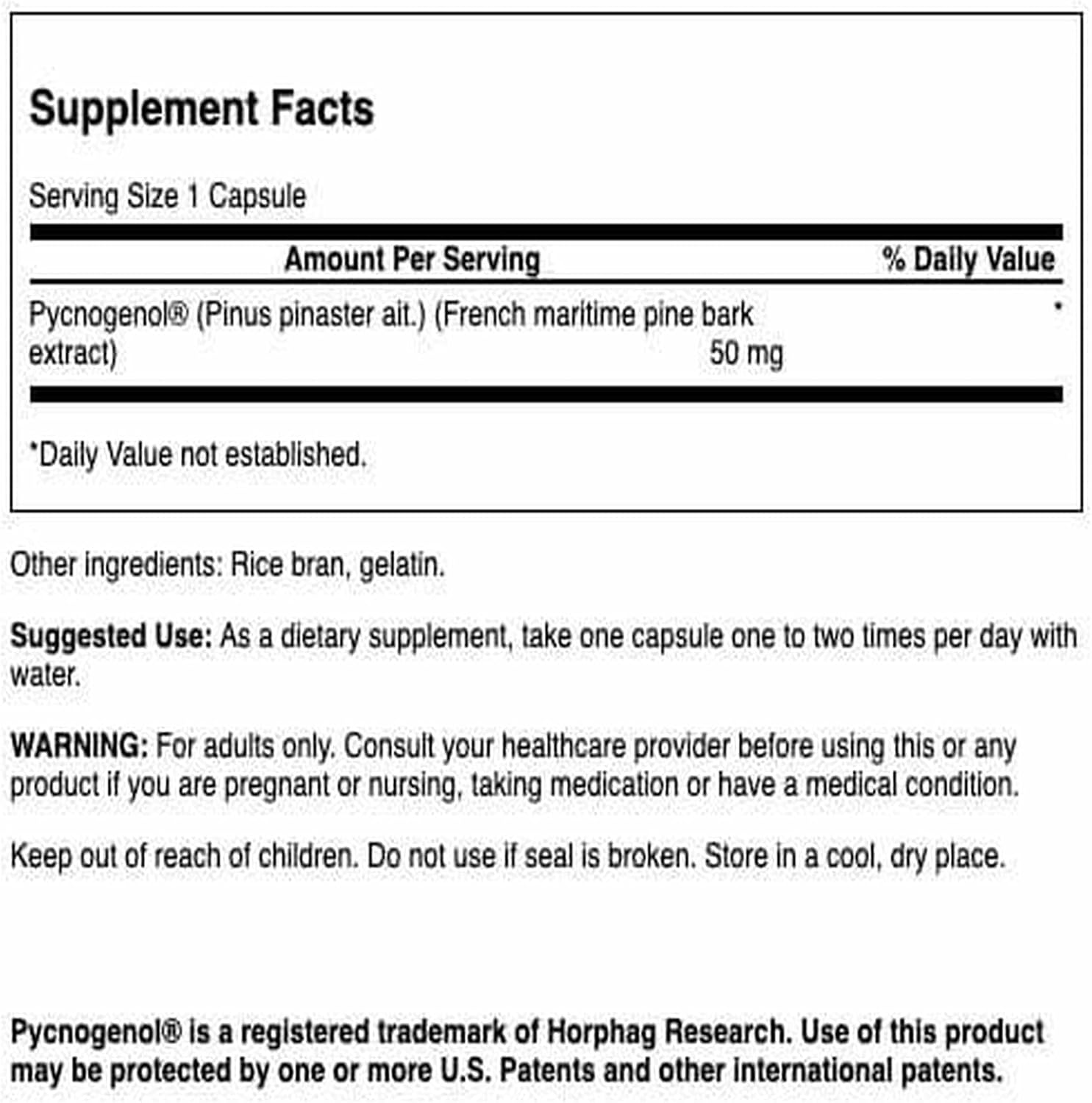 Swanson Pycnogenol 50 mg, 50 Capsules, 2 Pack | Clinically Studied to Support Joints, Circulation and Cognition