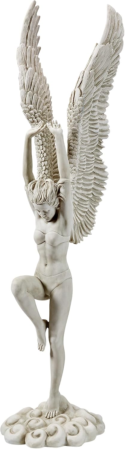 Design Toscano Remembrance and Redemption Angel Religious Indoor/Outdoor Garden Statue, From Base to Top of the Wings Nearly 3 feet tall! Tall, Cast Stone Resin, Antique Stone Finish