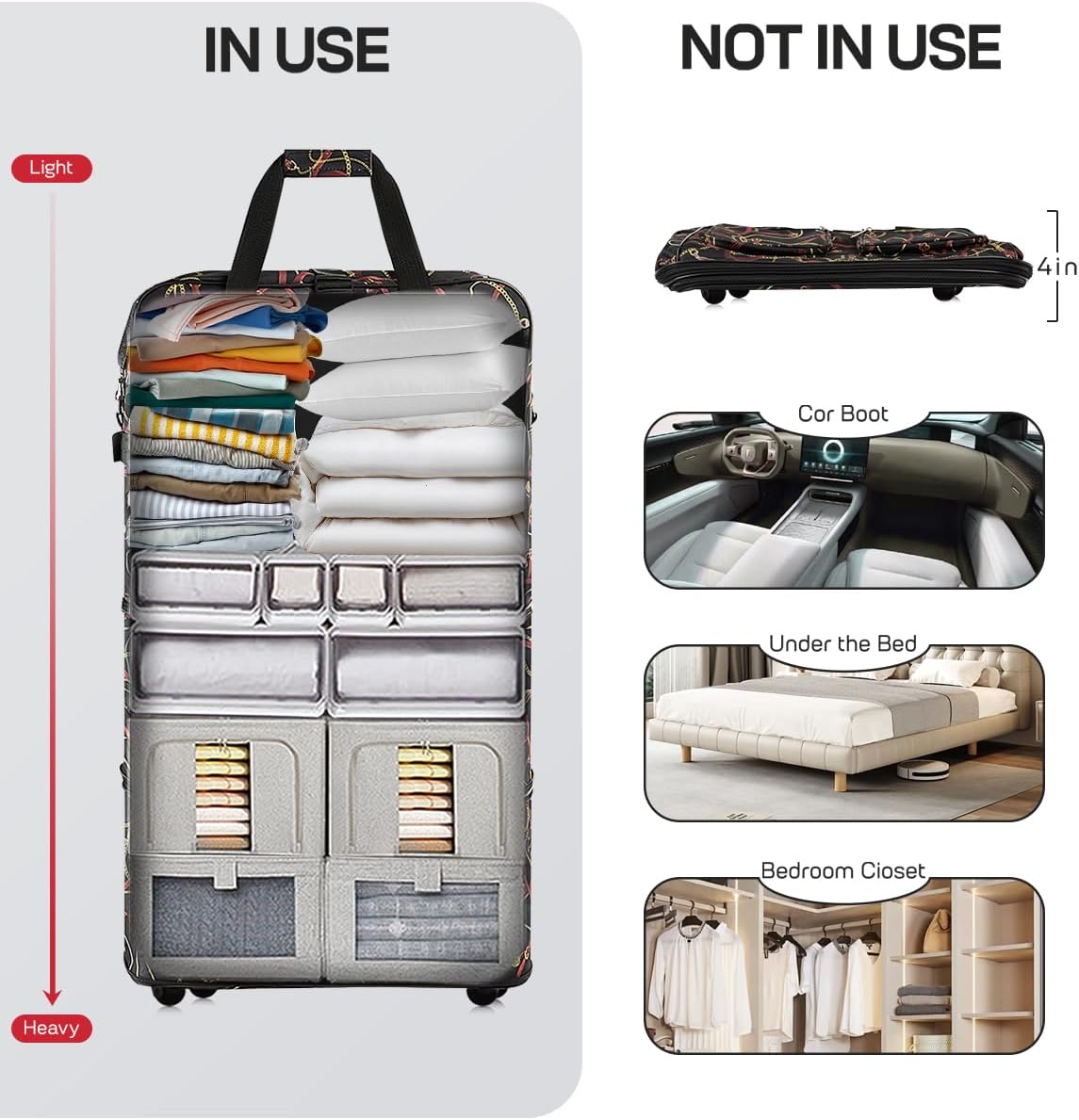 40'' Expandable Rolling Duffel Bag Suitcases w/Wheels,Foldable Luggage Bag