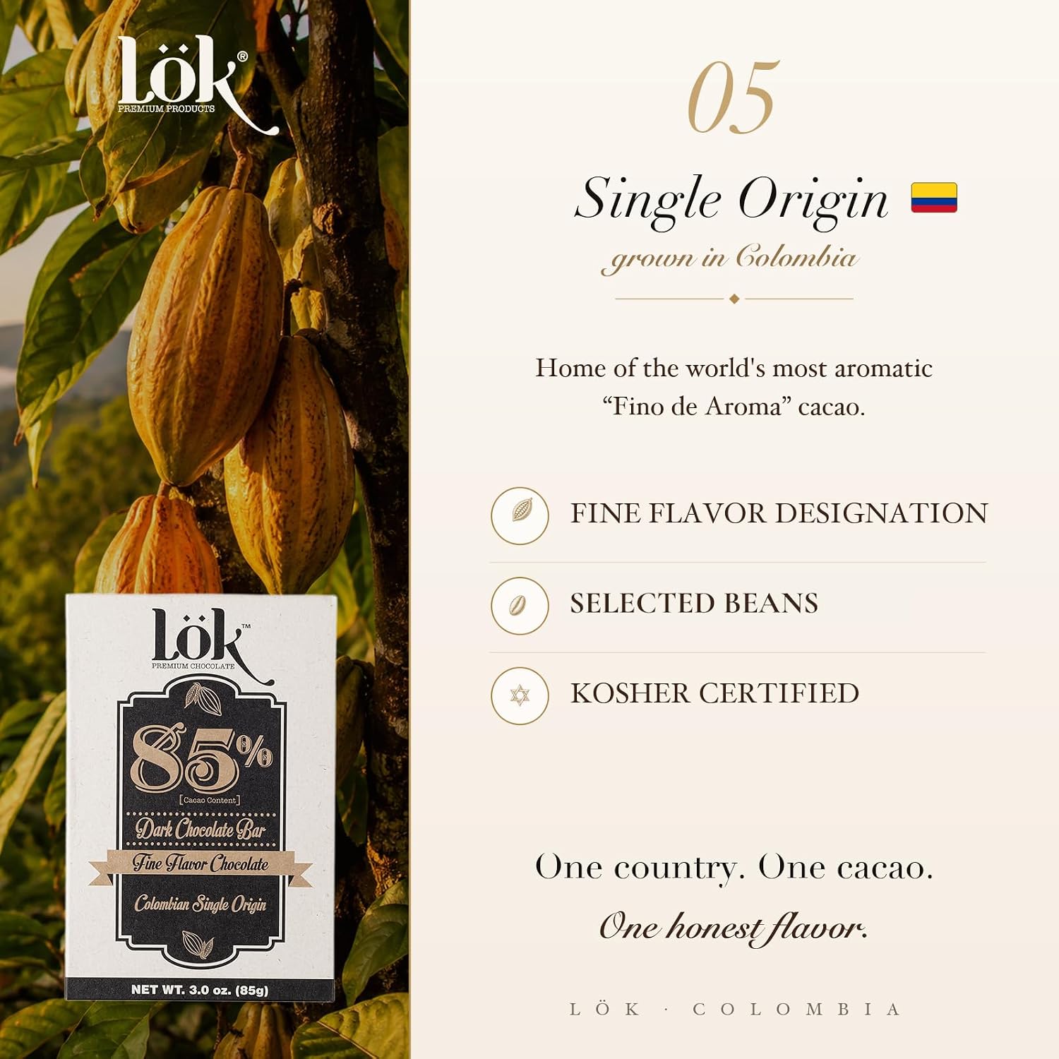 Lök Foods Dark Chocolate Bar 100% Cacao | Fair Trade, Kosher, Gluten Free, Vegan, Bean-to-Bar, Sugar-Free, No Sugar Alcohol, No Artificial Sweetener