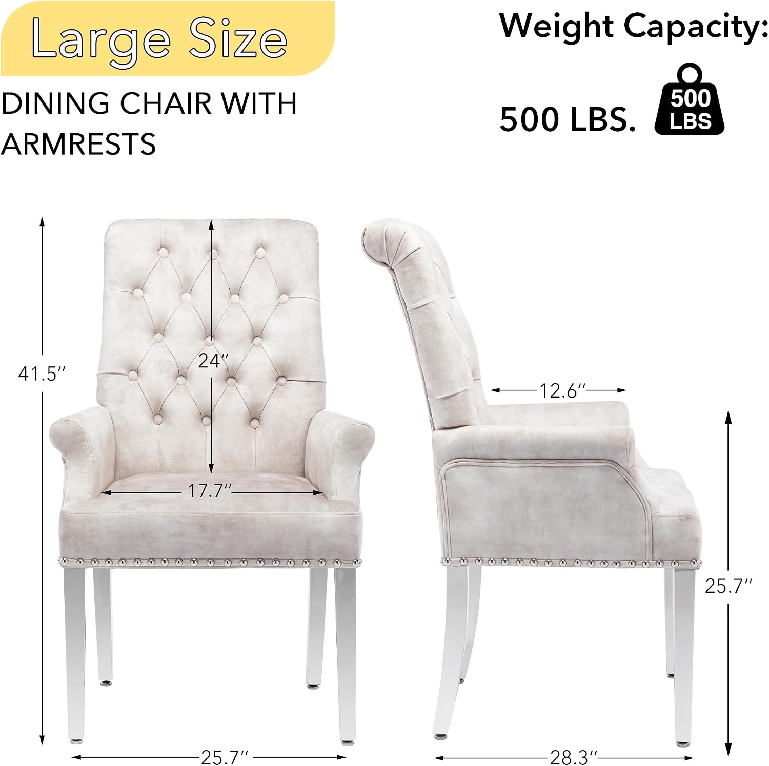 adochr Dining Chairs with Arms,Linen High Back Dining Room Chairs, Beige