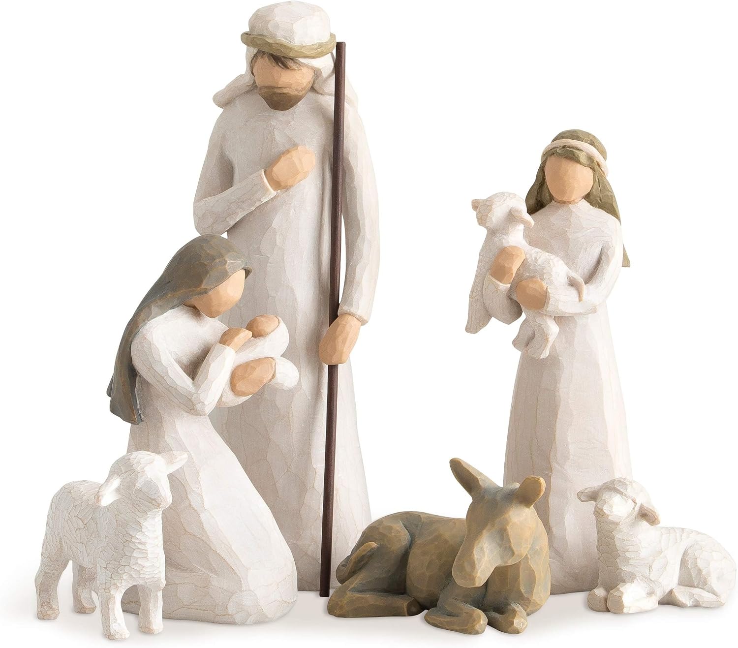 Willow Tree Shepherd and Stable Animals, Sculpted Hand-Painted Nativity Figures, 4-Piece Set | Designed by Artist Susan Lordi, Build the Nativity Scene, a Timeless Holiday Tradition to Display on Mantel or Tabletop