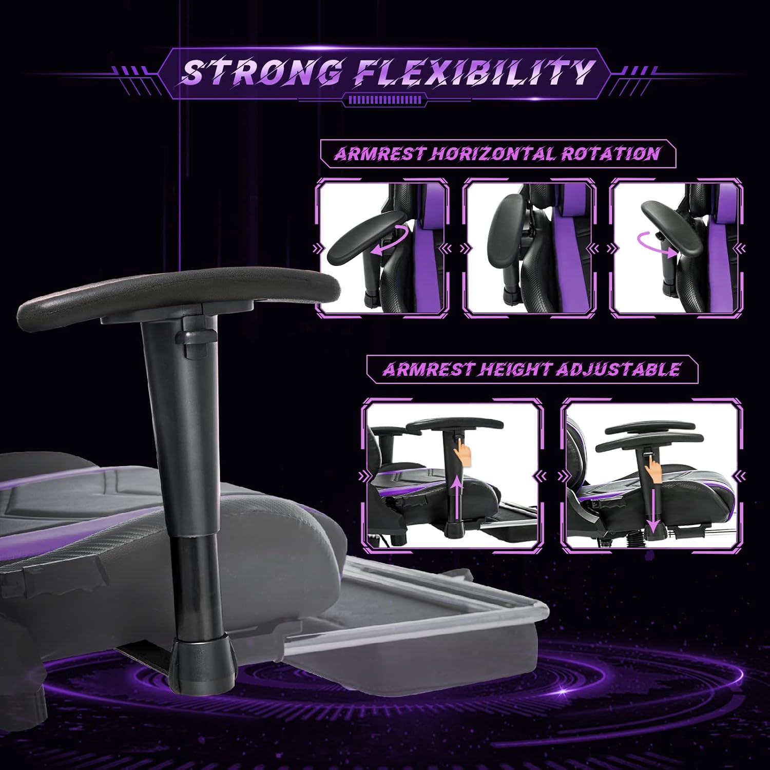AA Products Gaming Chair Ergonomic High Back Computer Racing Chair Adjustable Office Chair with Footrest, Lumbar Support Swivel Chair - Black