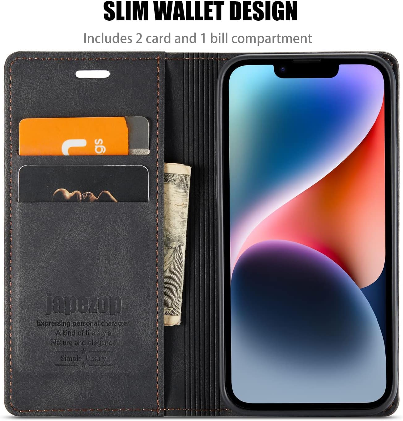 japezop iPhone 12 Mini Wallet Case with [RFID Blocking],Blue