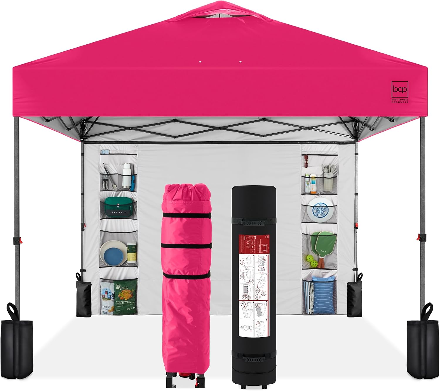 Best Choice Products 10x10ft Pop Up Canopy Tent, Outdoor Shade, 1 Person 1 Minute Set Up, Carry Case, 4 Weight Bags - White