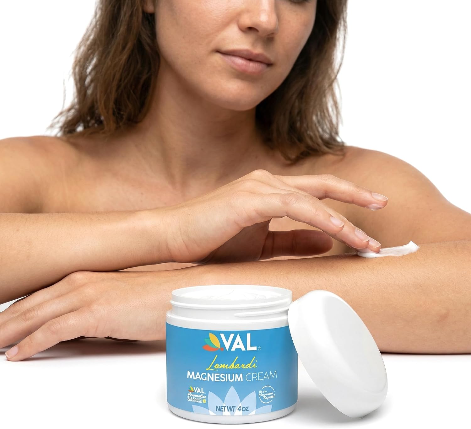 VAL Lombardi Magnesium Lotion, Nighttime Zechstein Magnesium Chloride Cream, Hydrating, Fast-Absorbing, Topical Magnesium for Feet, Legs, Arms, Chest - 4 Ounce (Pack of 1)