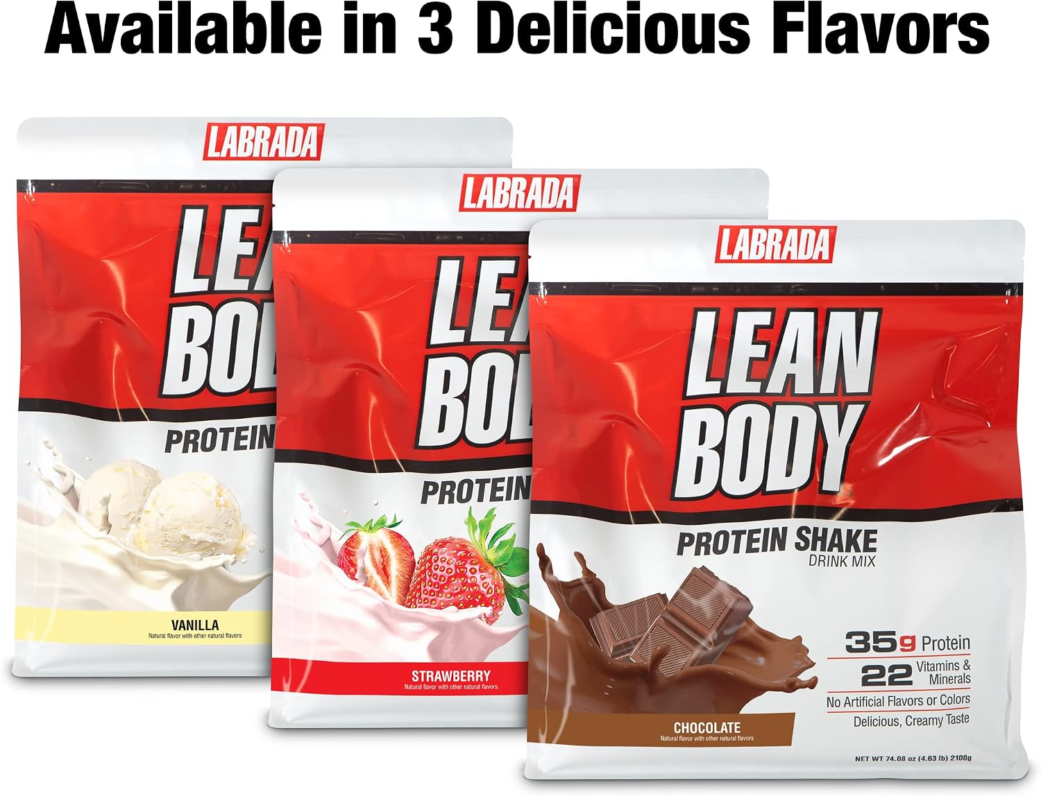 Labrada Nutrition Lean Body Hi-Protein Shake, Strawberry, 2.47-Pound Tub Strawberry Packaging May Vary