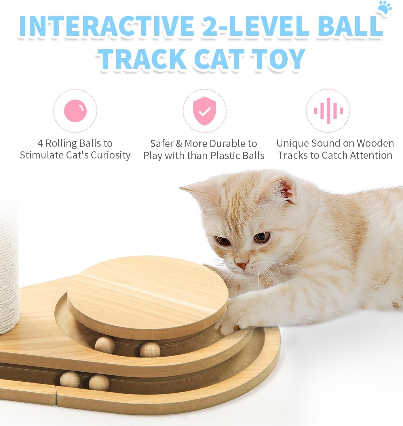 Made4Pets Kitten Toy Scratching Post for Indoor Cats with Ball Track