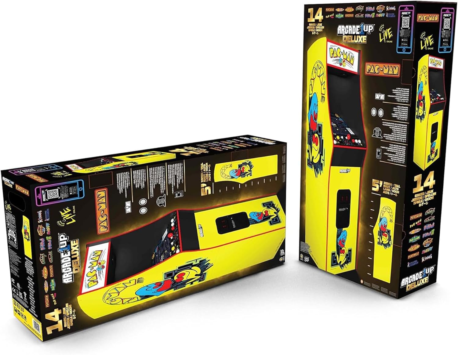 Arcade1Up Pac-Man Deluxe Arcade Gaming Cabinet, 14 Classic Games | Real Feel Joysticks and Buttons, 17-Inch Color Screen