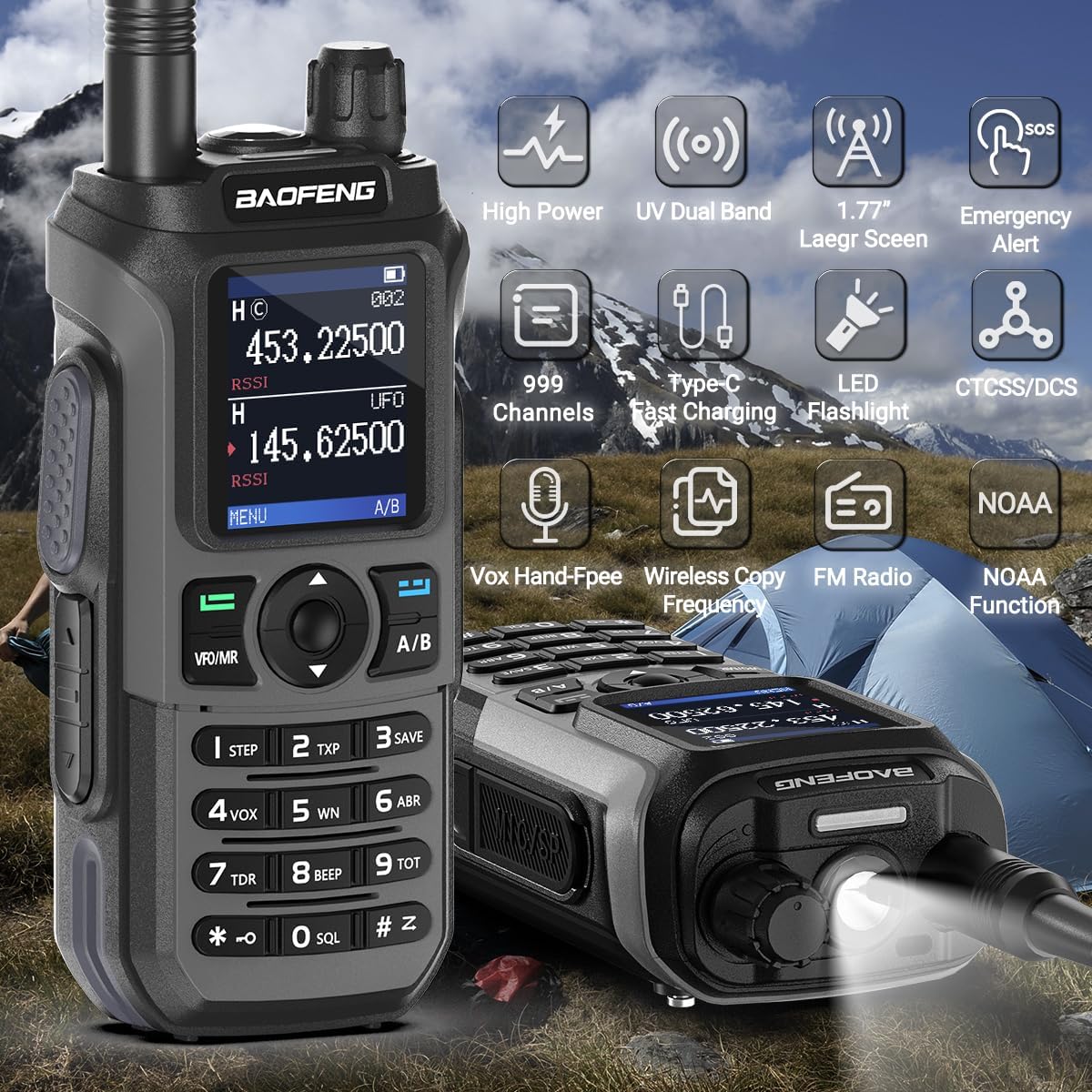 Ham Radio Baofeng Radio UV-21R Ham Radio Handheld Long Range Two Way Radio for Adults 5RM Rechargeable Walkie Talkies K5Plus with NOAA Weather