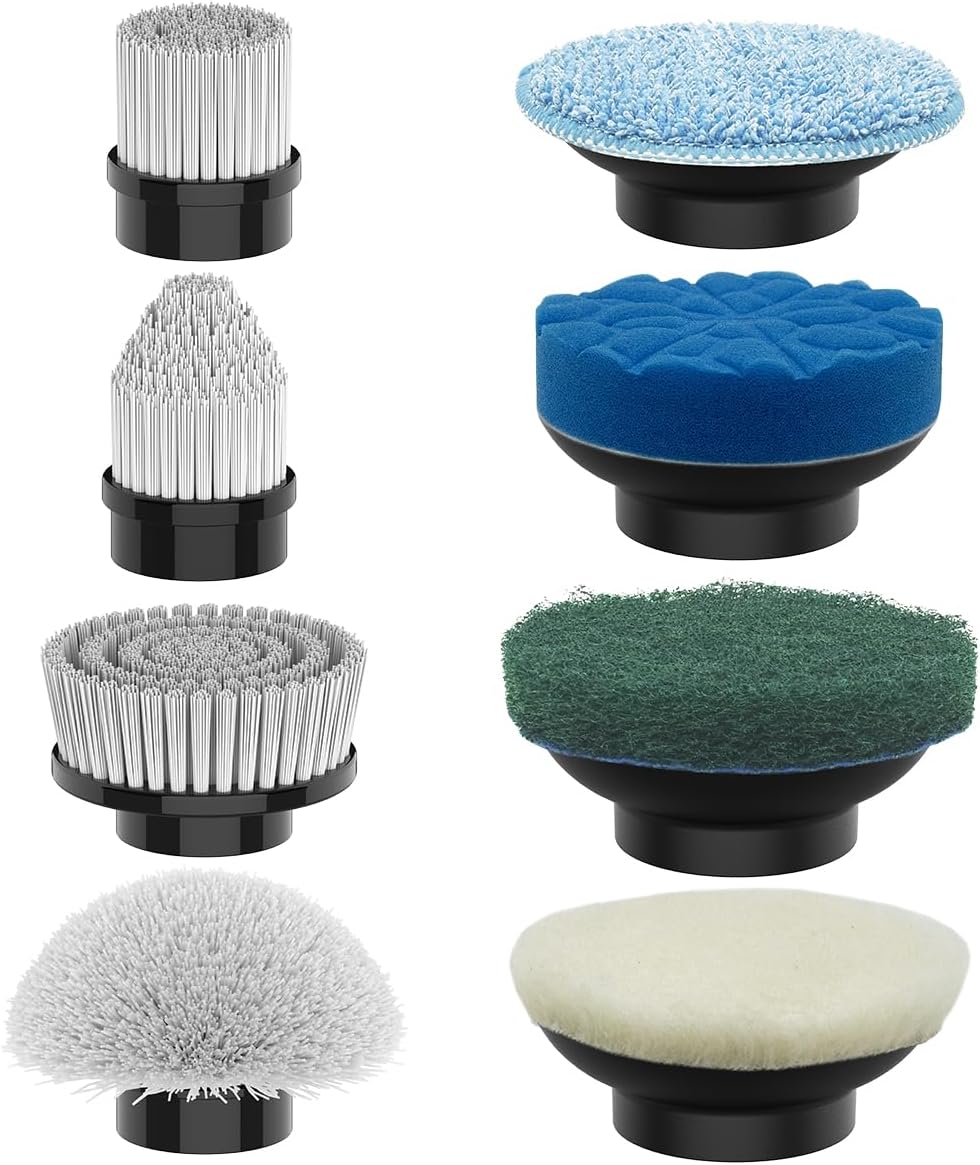 TUYU Replaceable Brush Heads Electric Spin Scrubber, 4 Pack Brush Heads & 4 pcs Extra Brushes Kit