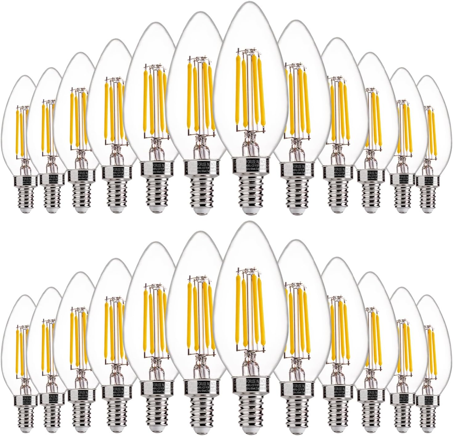 60W Equivalent LED Chandelier Light Bulbs, Dimmable, E12 Base, Clear B11 LED Filament Candelabra Bulbs, 2700K Soft White, 6 Pack