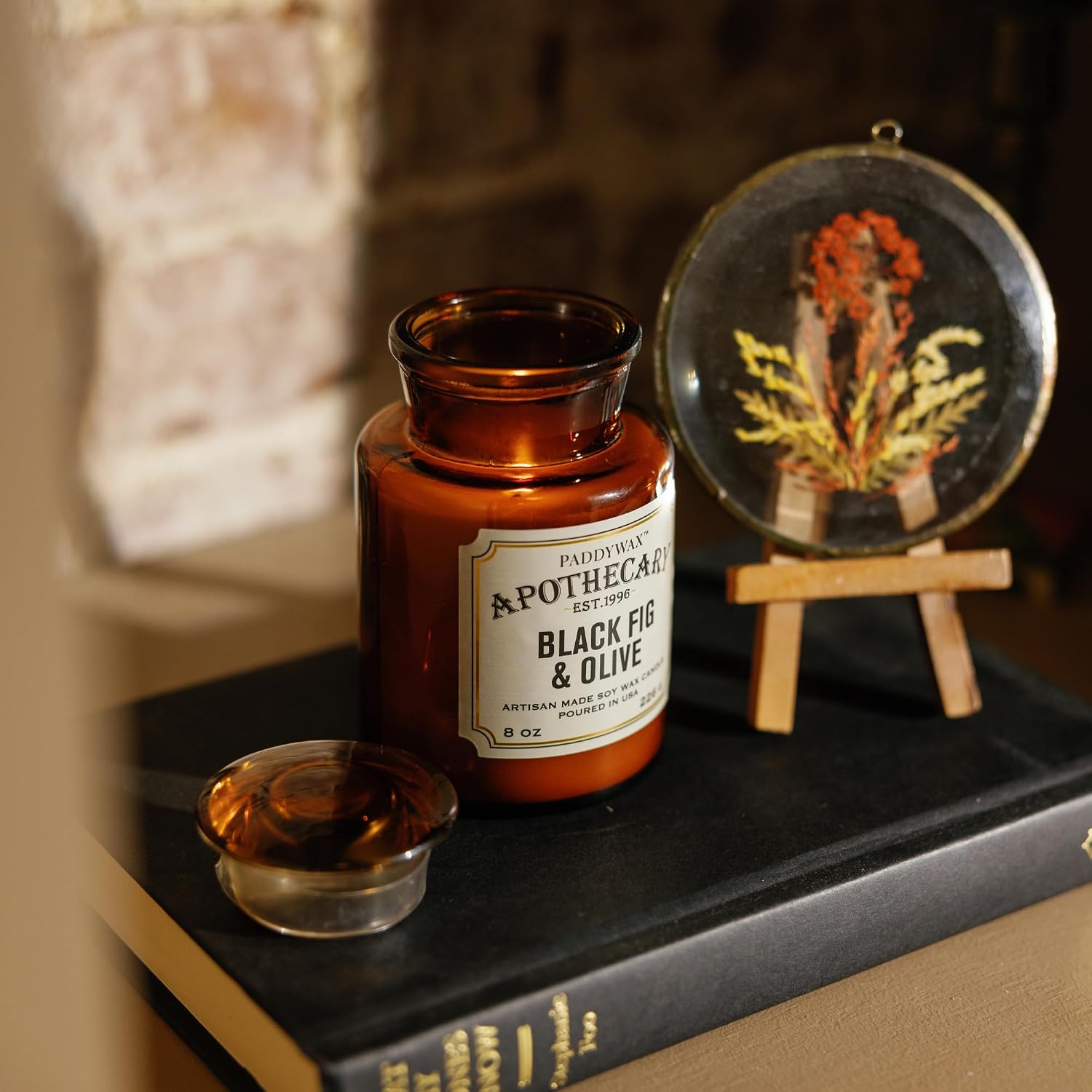 Paddywax Artisan Apothecary Scented Candle, Tobacco & Patchouli, 8 oz | With Lid, Reusable Glass Jar, Clean Burning Soy Candle, Approx. 54 Hour Burn Time