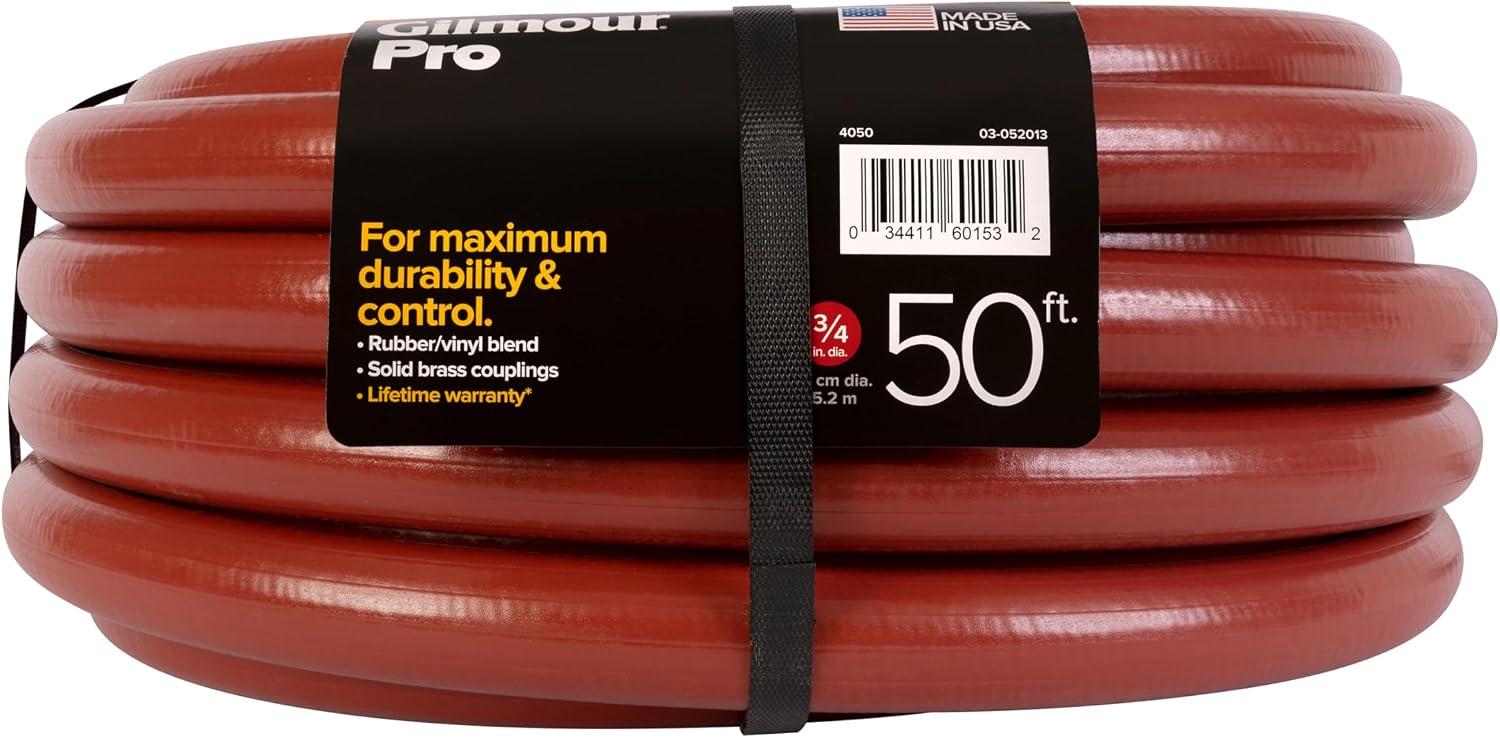 Gilmour Pro Commercial 3/4" x 50' Heavy Duty Water Hose, Durable and Kink Resistant 50 ft Garden Hose | 400 PSI burst strength
