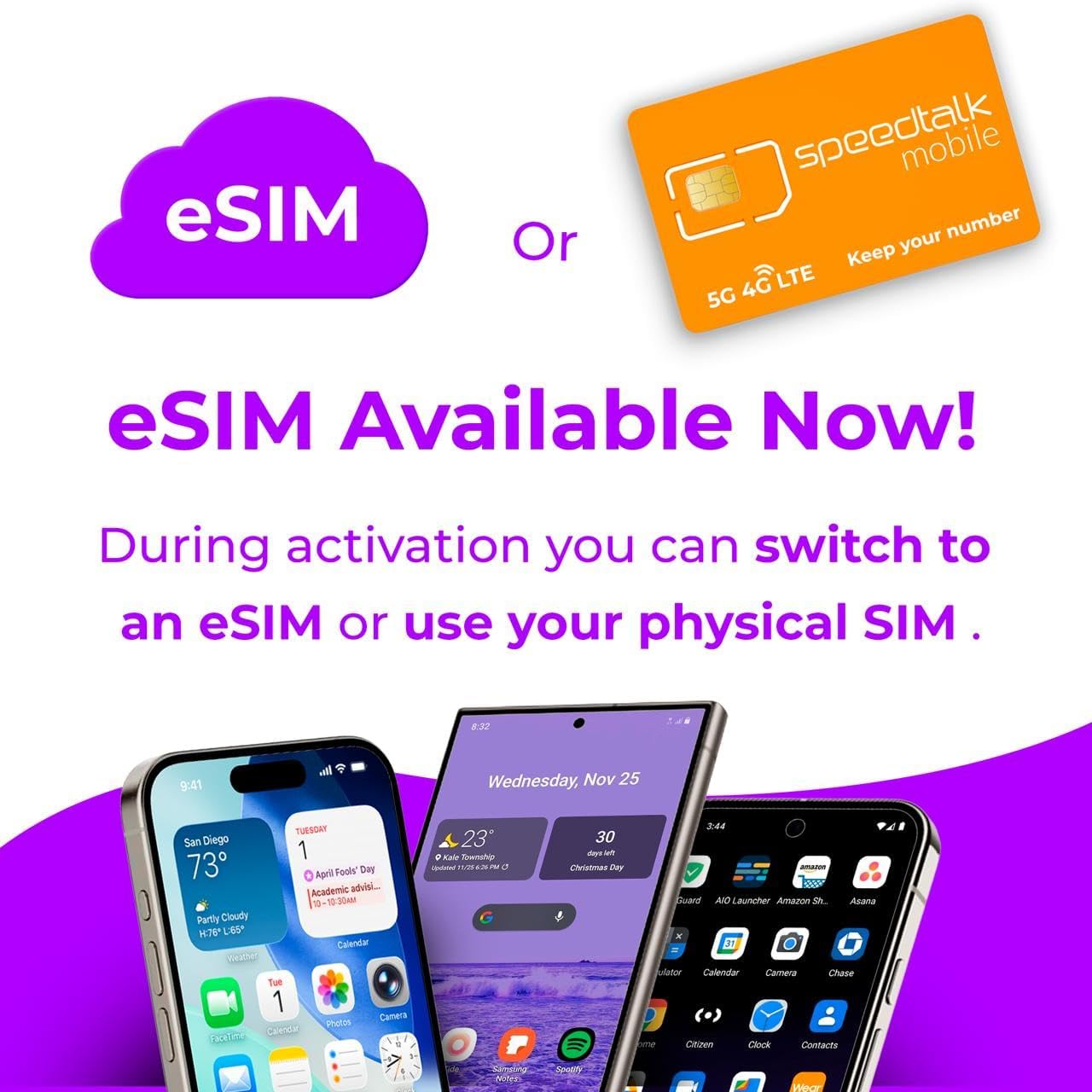$5 Prepaid SIM Card – Top Value Plan for Smartphones & Cellphones | 100 Minutes, 100 Texts, 100MB Data | 5G/4G LTE | Triple-Cut (Mini, Micro, Nano) | No Contract – 30-Day Service
